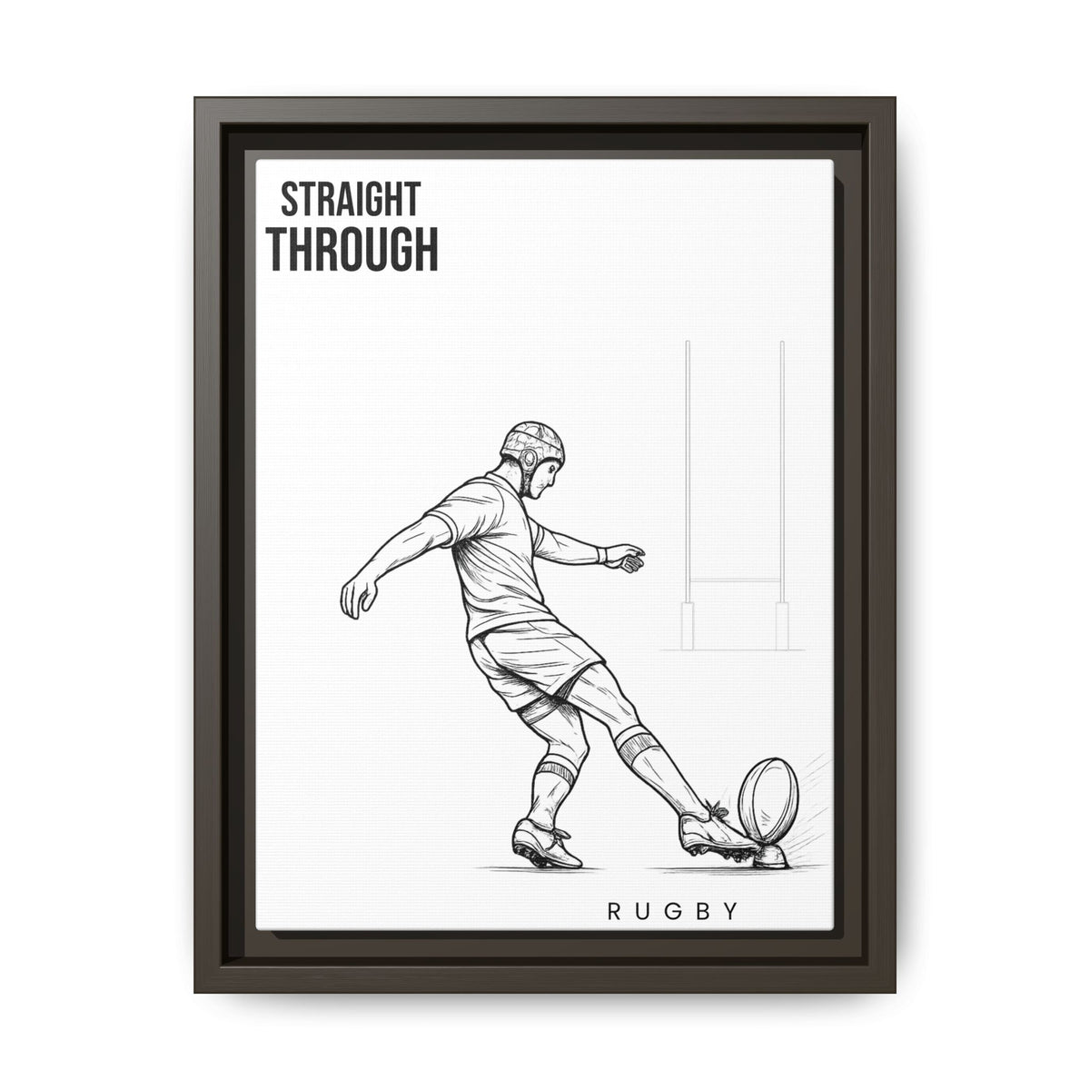 Print, Rugby Conversion Kick - Straight Through, Matte Canvas Print Framed Art