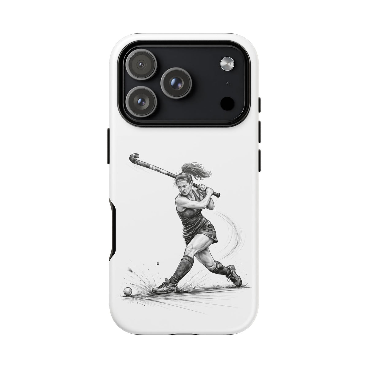 Phone Case, Hockey, Female Player "Tomahawk" shot design, Tough Case