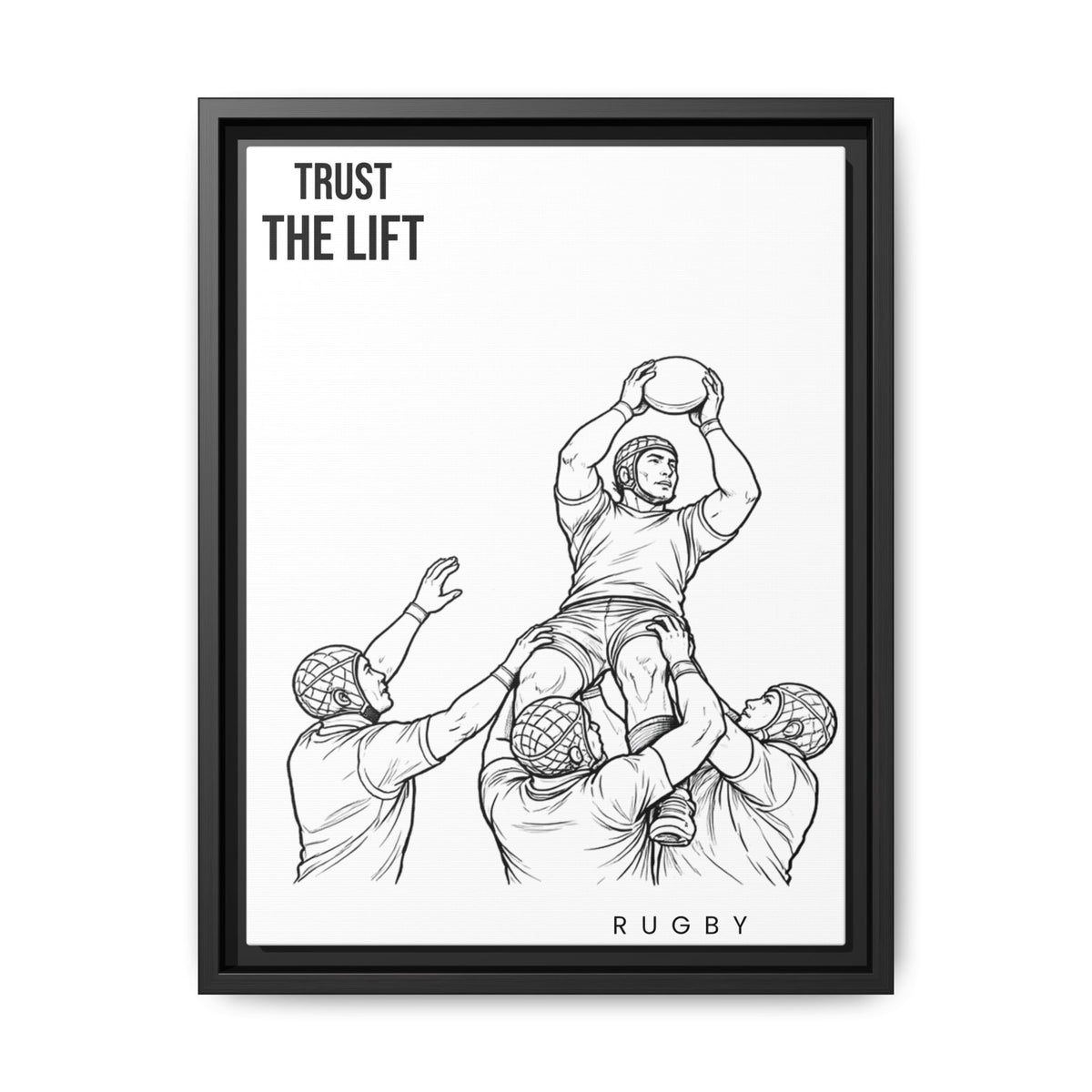 Print, Rugby Line-Out Trust The Lift , Matte Canvas Print Framed Art