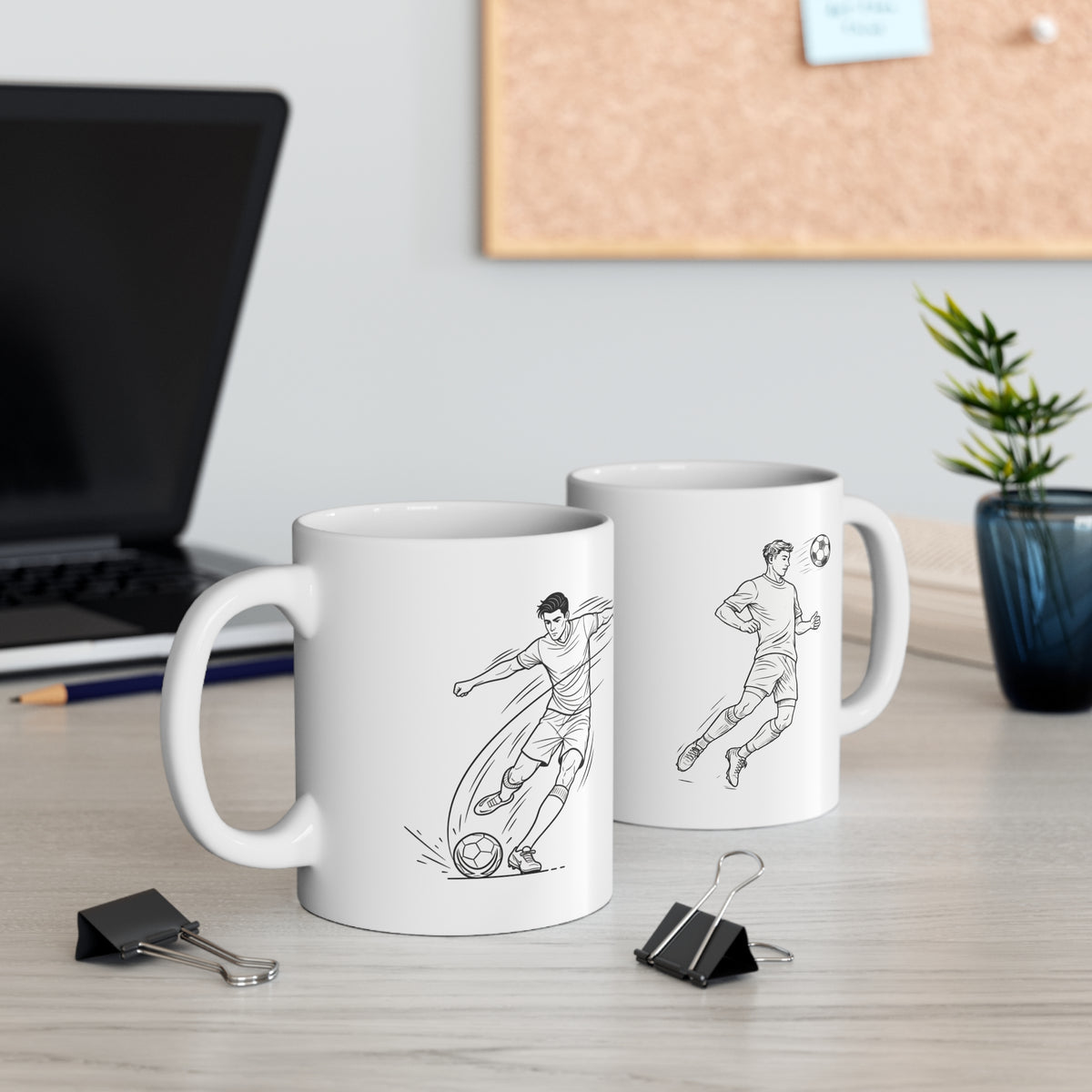 Mug, Football Players Minimalistic sketch design,  Ceramic, 325ml / 11oz or 440ml / 15oz