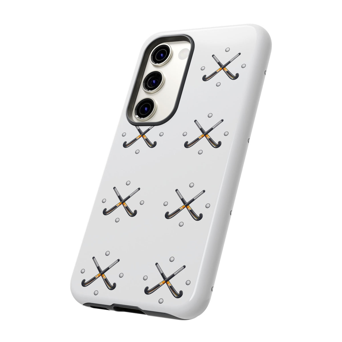 Phone Case, Hockey Repeated Crossed Sticks & Balls Pattern, Tough Case
