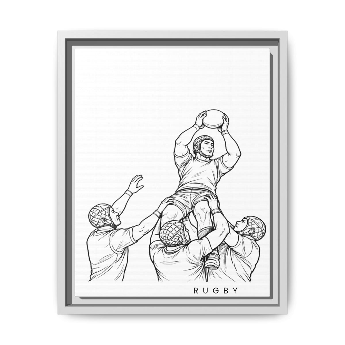 Print, Rugby Line-Out, Matte Canvas Print Framed Art