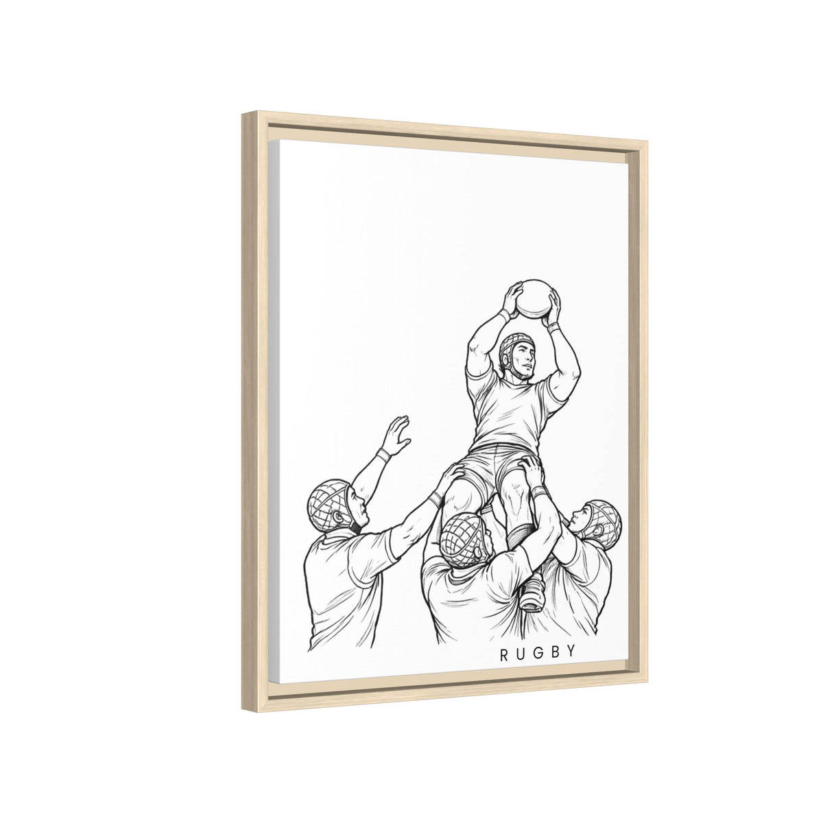 Print, Rugby Line-Out, Matte Canvas Print Framed Art