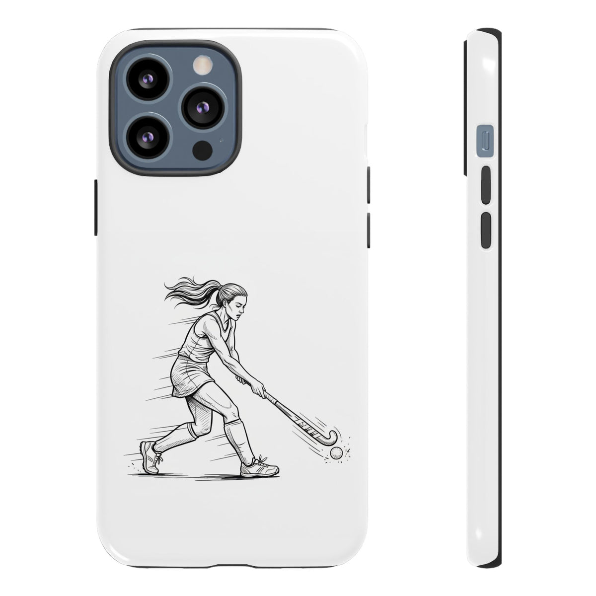 Phone Case, Hockey, Female  Player Minimalist sketch design, Tough Case
