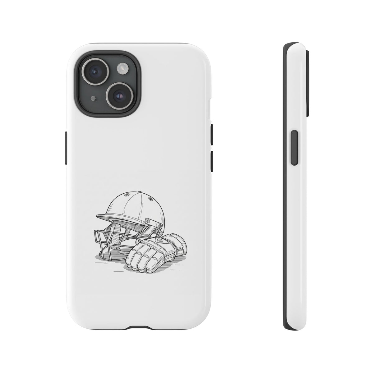 Phone Case, Cricket Gloves & Helmet Sketch, Tough Case