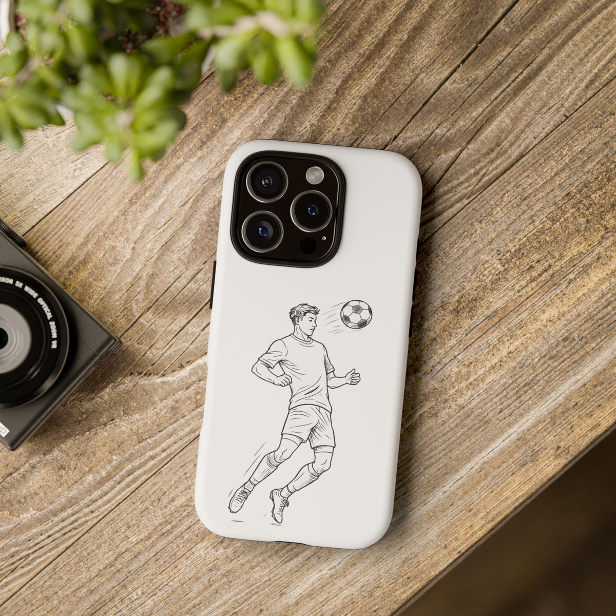 Phone Case, Football Chest-control Minimalist sketch Design, Tough Case
