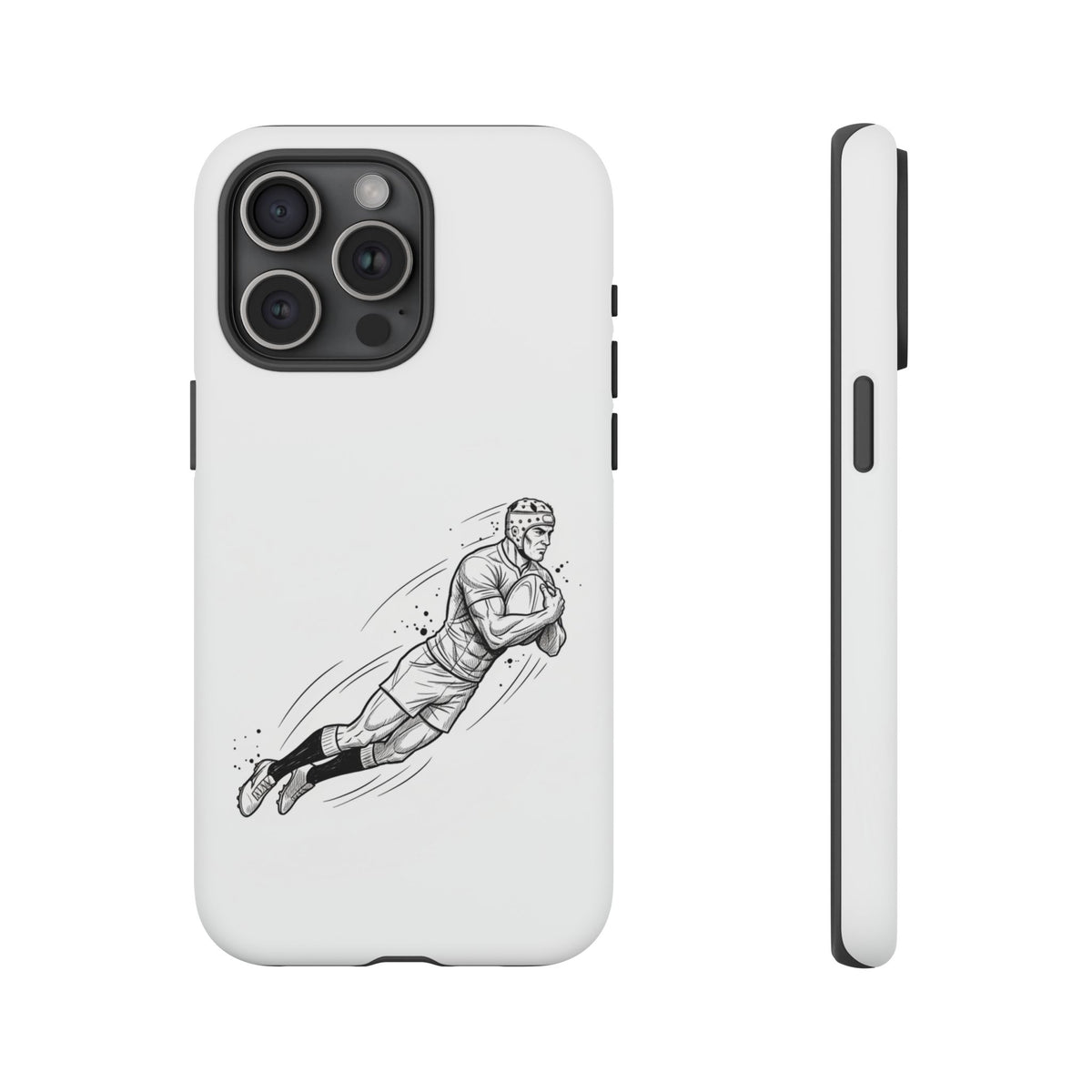 Phone Case, Rugby Try Swan Dive Minimalist Sketch design, Tough Case
