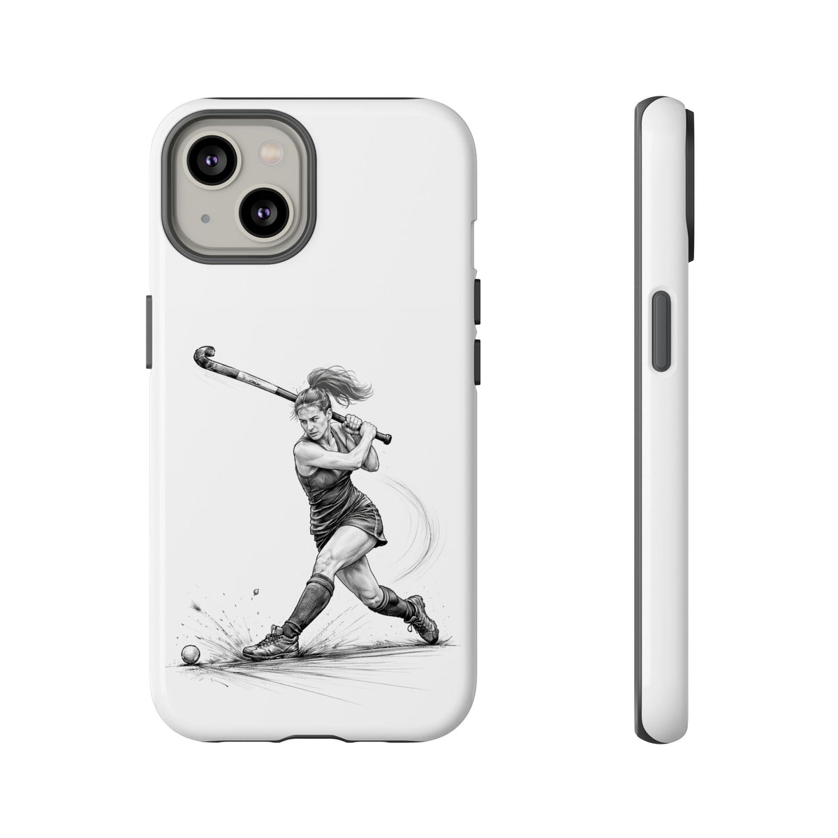 Phone Case, Hockey, Female Player "Tomahawk" shot design, Tough Case