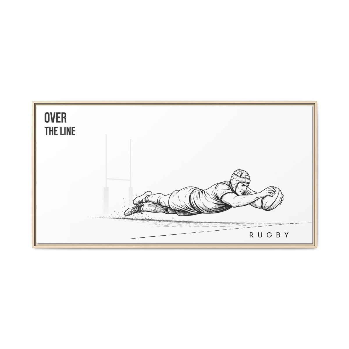 Print, Rugby Try, "Over The Line"  Matte Canvas Framed Wall Art