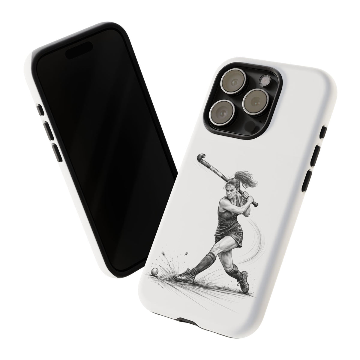 Phone Case, Hockey, Female Player "Tomahawk" shot design, Tough Case