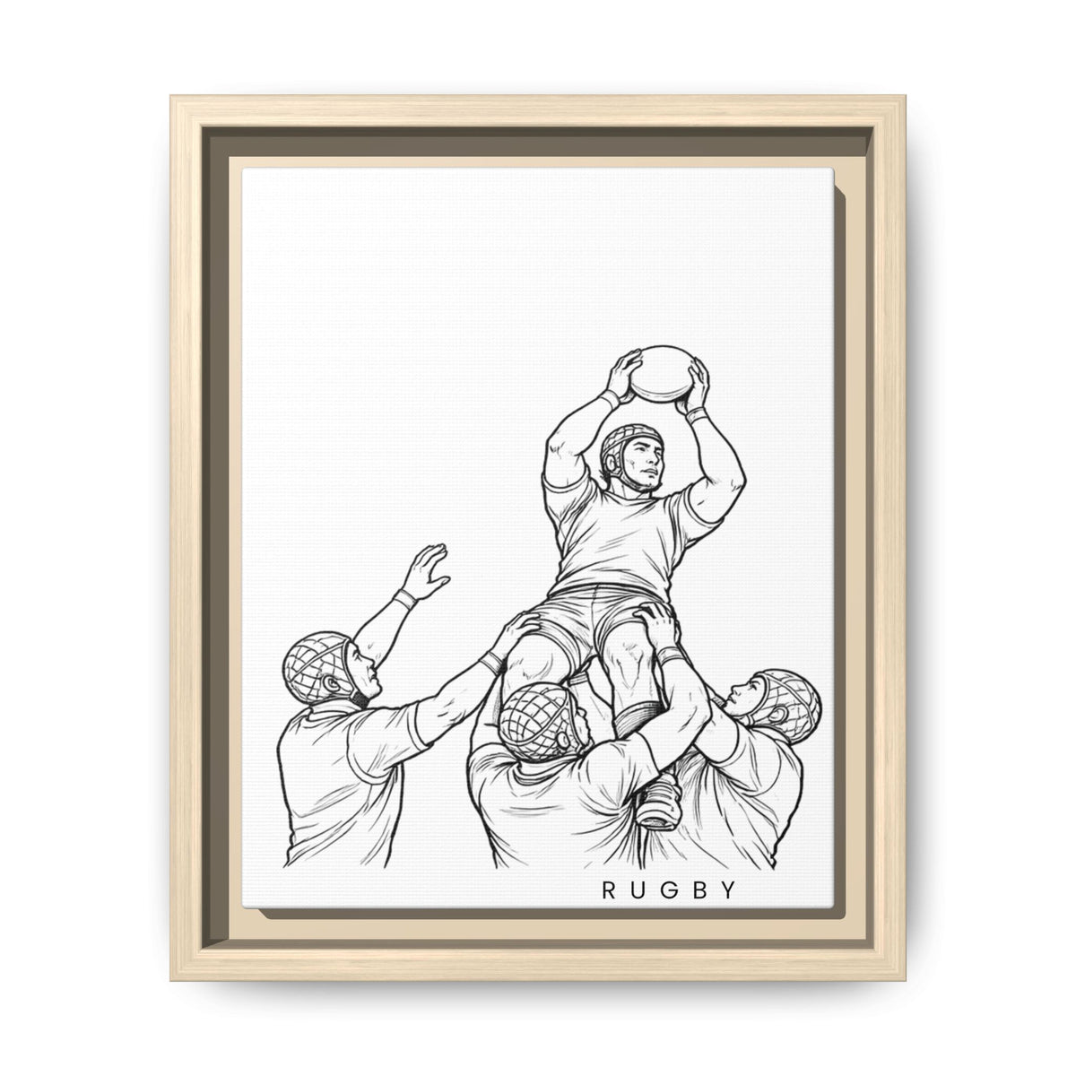 Print, Rugby Line-Out, Matte Canvas Print Framed Art