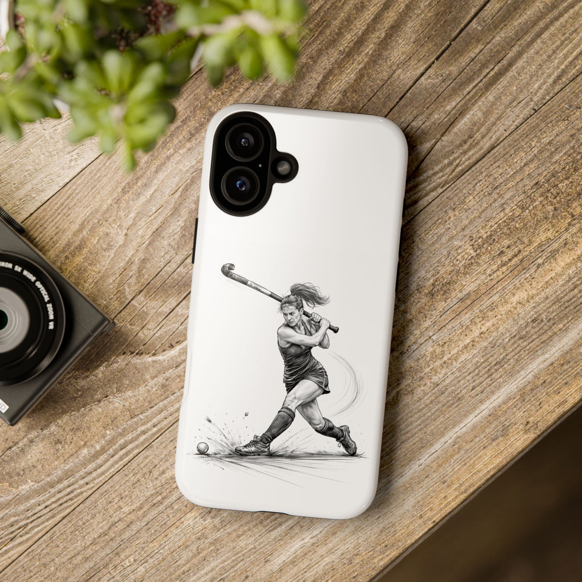 Phone Case, Hockey, Female Player "Tomahawk" shot design, Tough Case