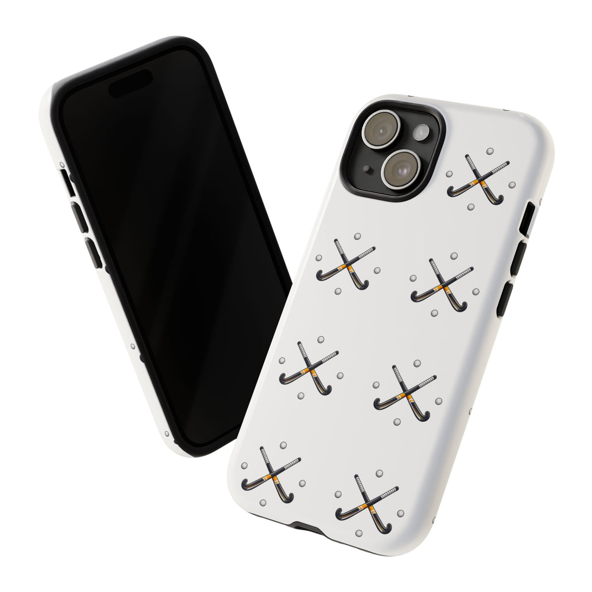 Phone Case, Hockey Repeated Crossed Sticks & Balls Pattern, Tough Case