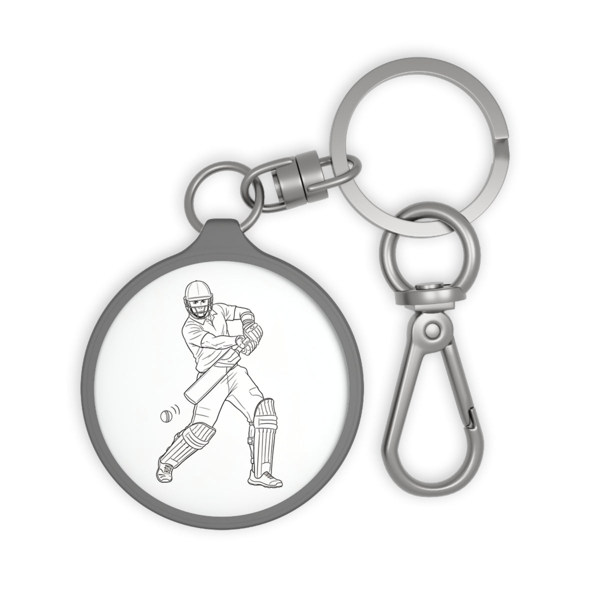 Keyring Bag Tag, Cricket Batsman minimalist sketch design