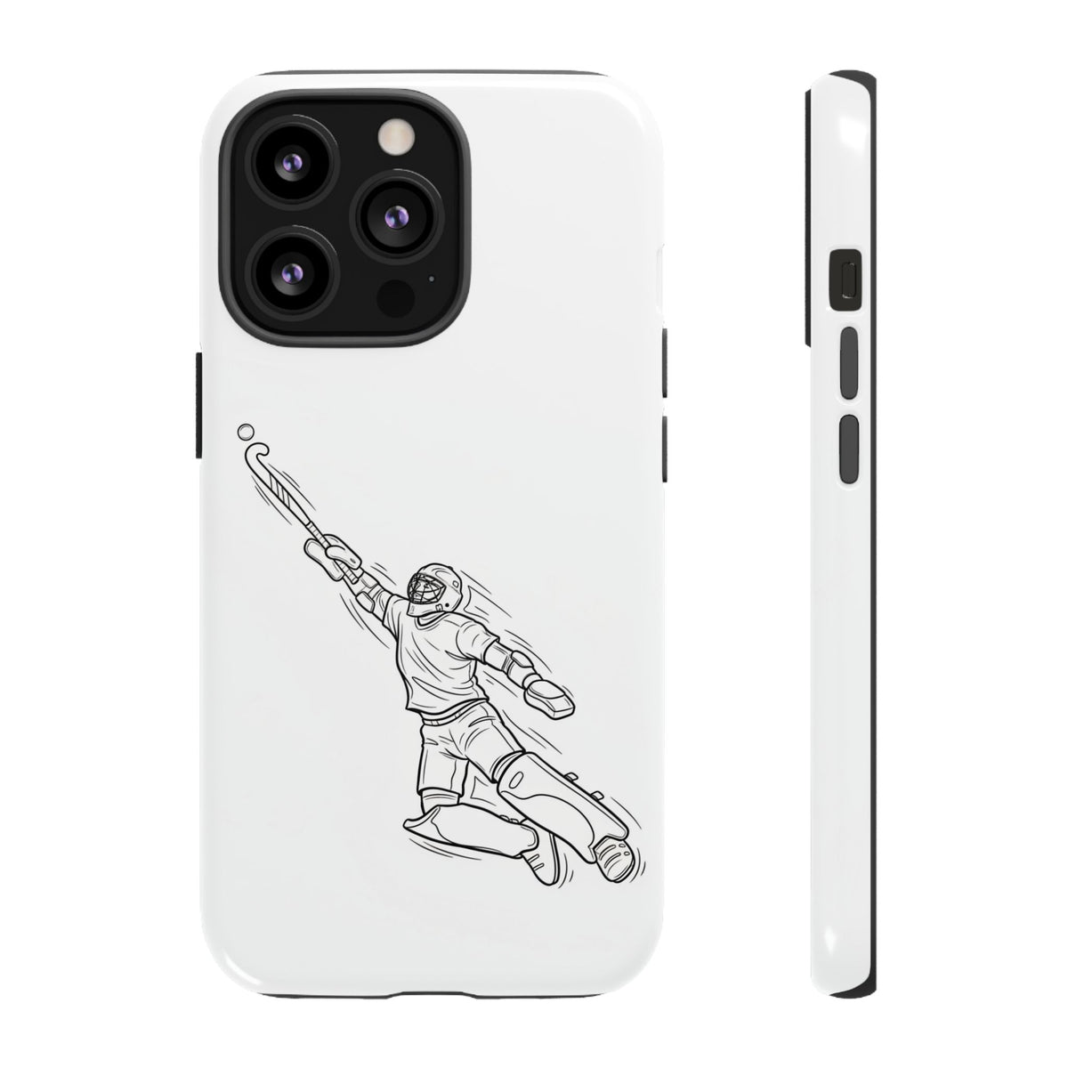 Hockey Goalkeeper Sketch Phone Case — Minimalist Sports Protective Cover
