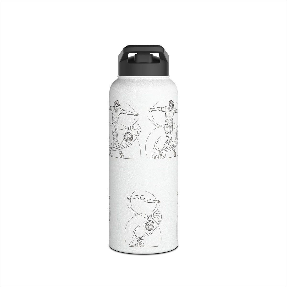 Water Bottle, Football Skills repeat pattern design, Stainless Steel