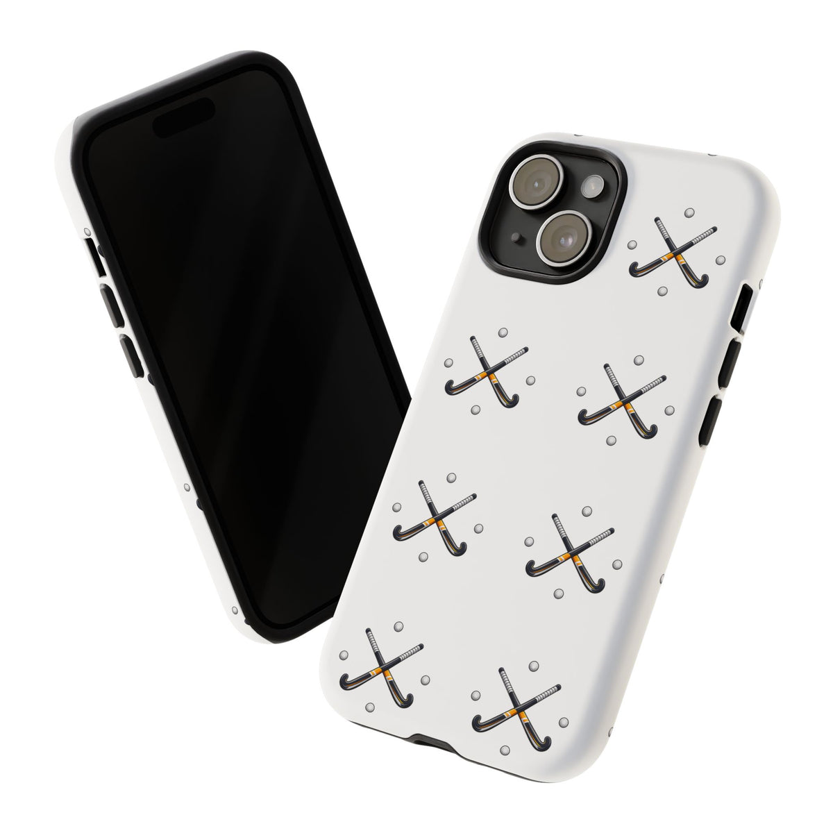 Phone Case, Hockey Repeated Crossed Sticks & Balls Pattern, Tough Case