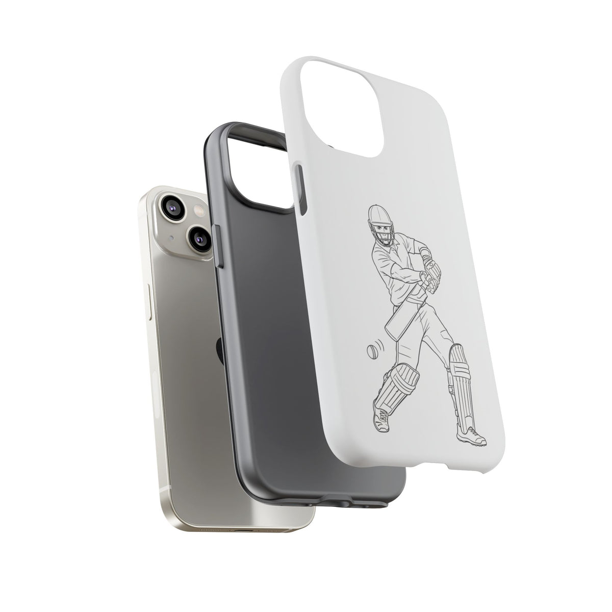Phone Case, Cricket Batsman Sketch, Tough Case