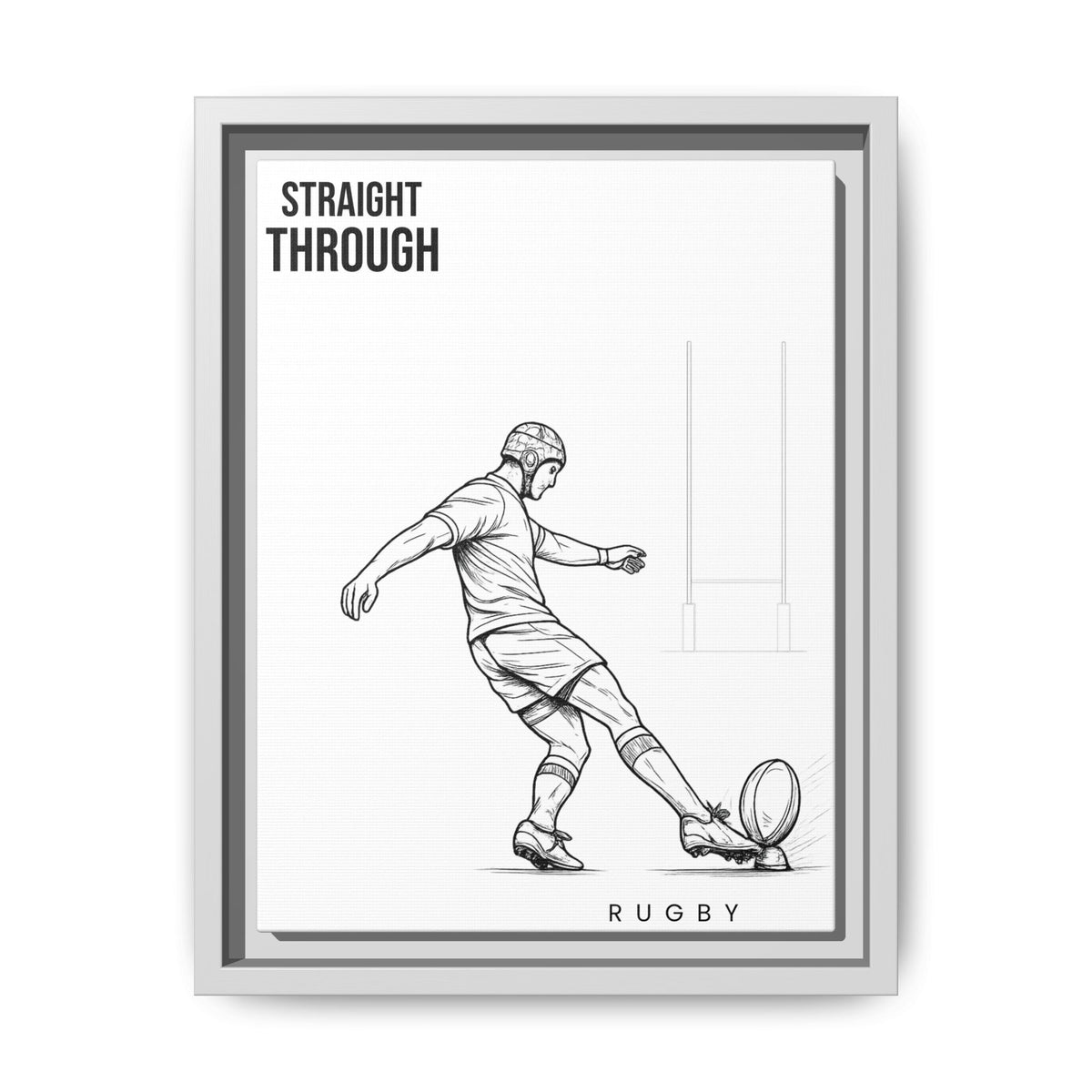 Print, Rugby Conversion Kick - Straight Through, Matte Canvas Print Framed Art