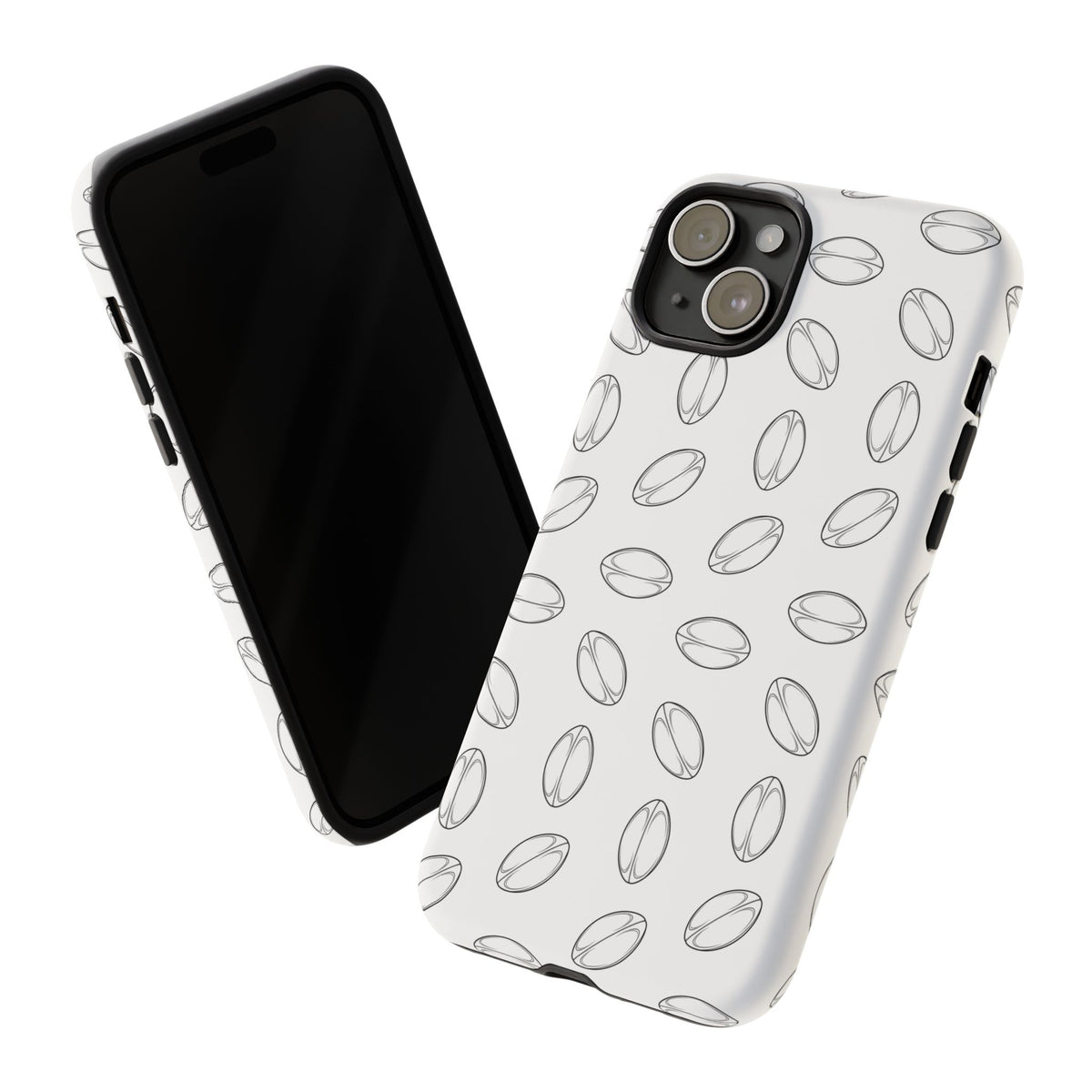 Phone Case, Rugby Ball Minimalist Sketch Pattern, Tough Case