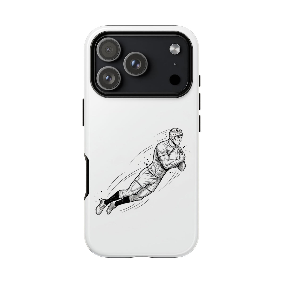 Phone Case, Rugby Try Swan Dive Minimalist Sketch design, Tough Case