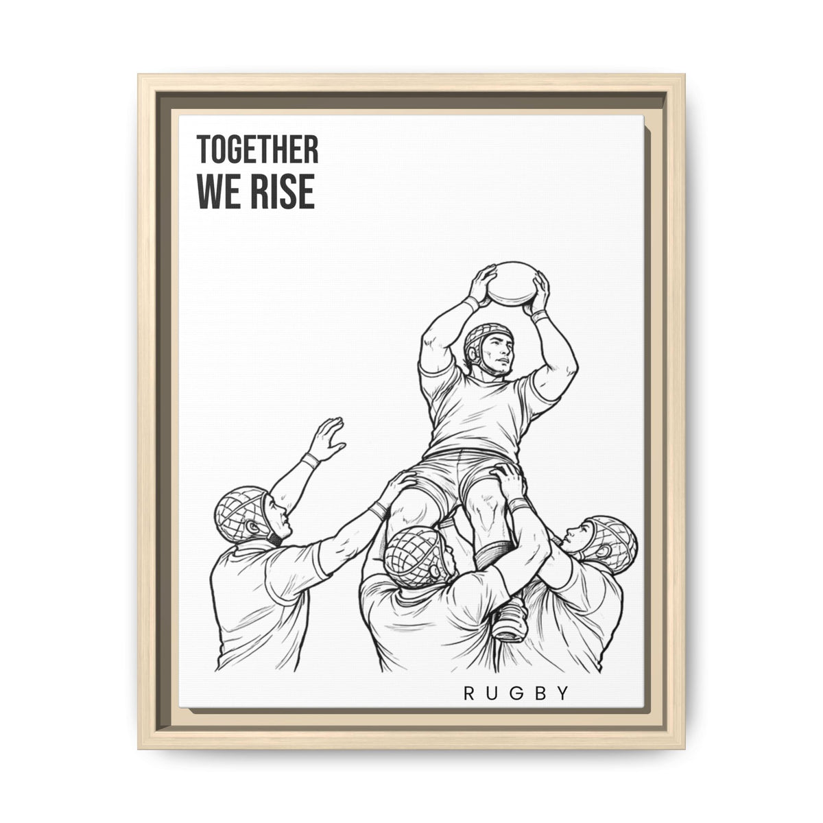 Print, Rugby Line-Out Together We Rise , Matte Canvas Print Framed Art
