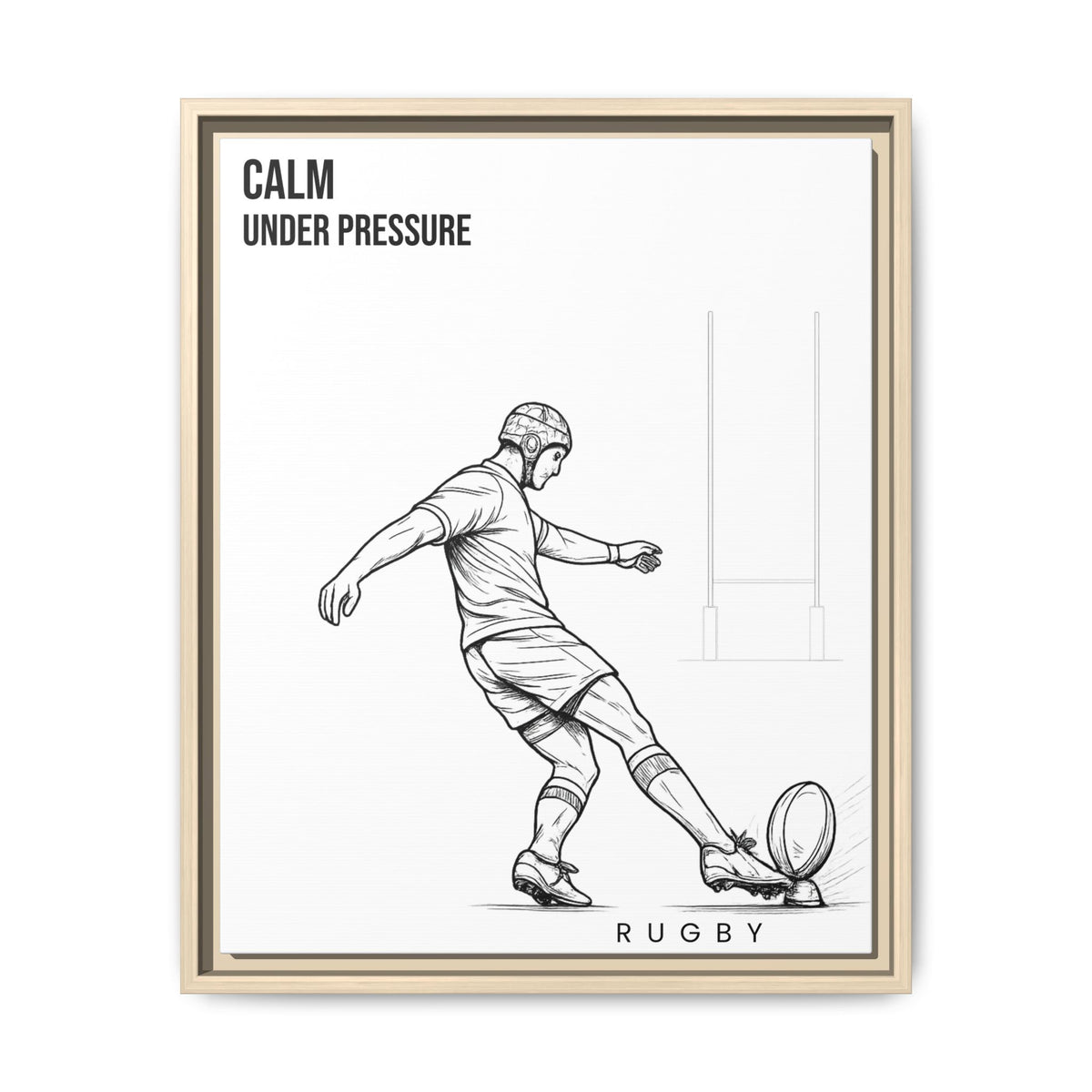 Print, Rugby Conversion Kick - Calm Under Pressure, Matte Canvas Print Framed Art