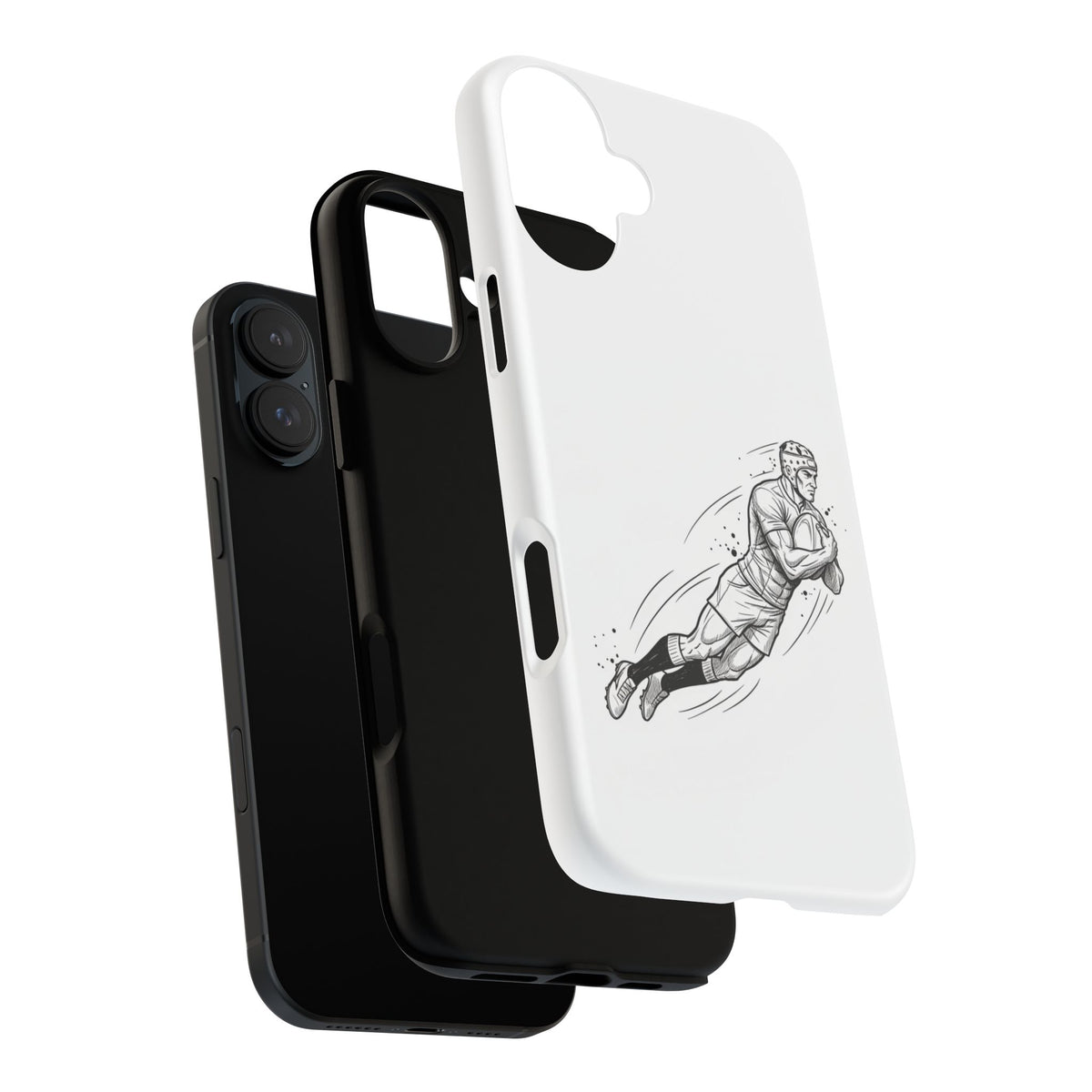 Phone Case, Rugby Try Swan Dive Minimalist Sketch design, Tough Case