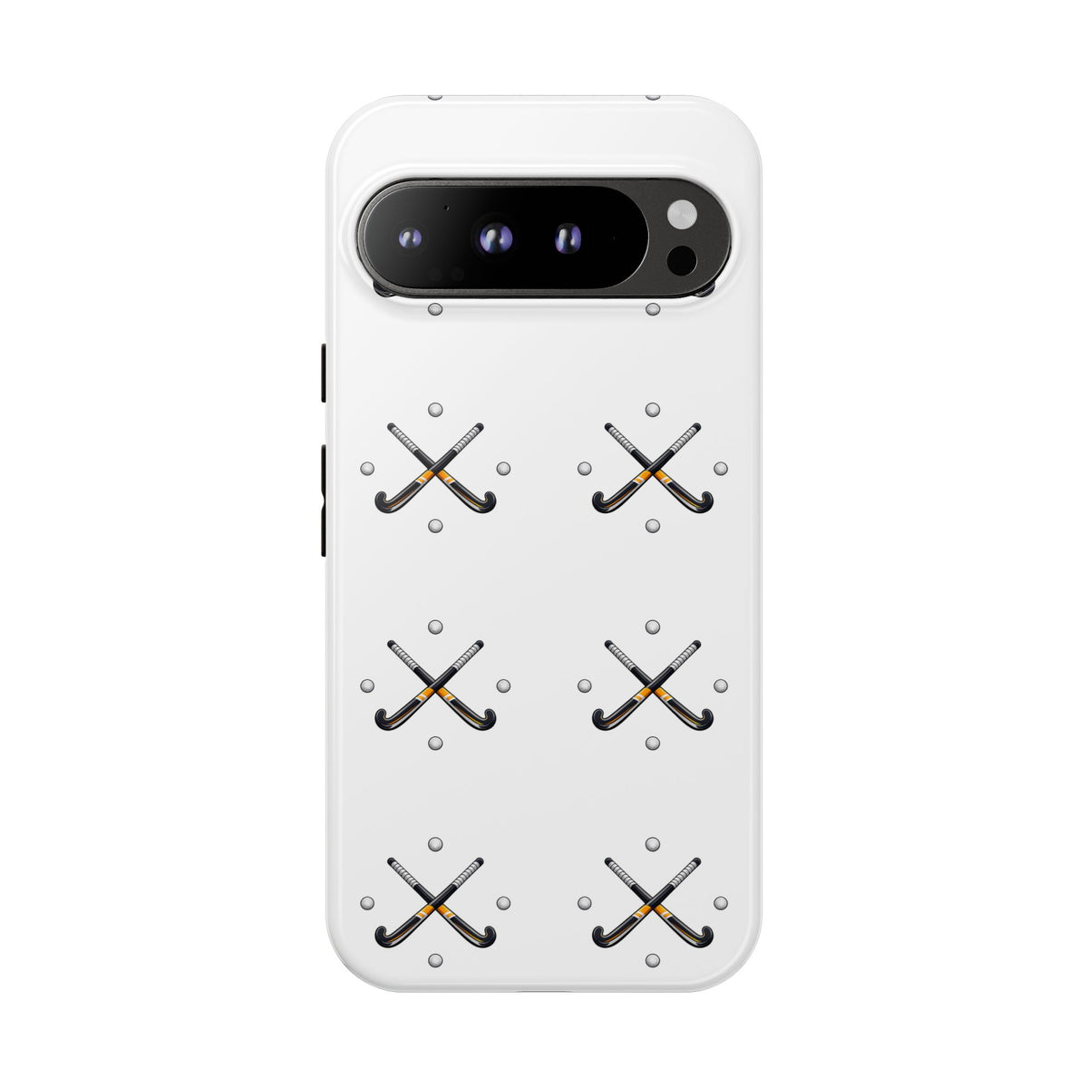 Phone Case, Hockey Repeated Crossed Sticks & Balls Pattern, Tough Case
