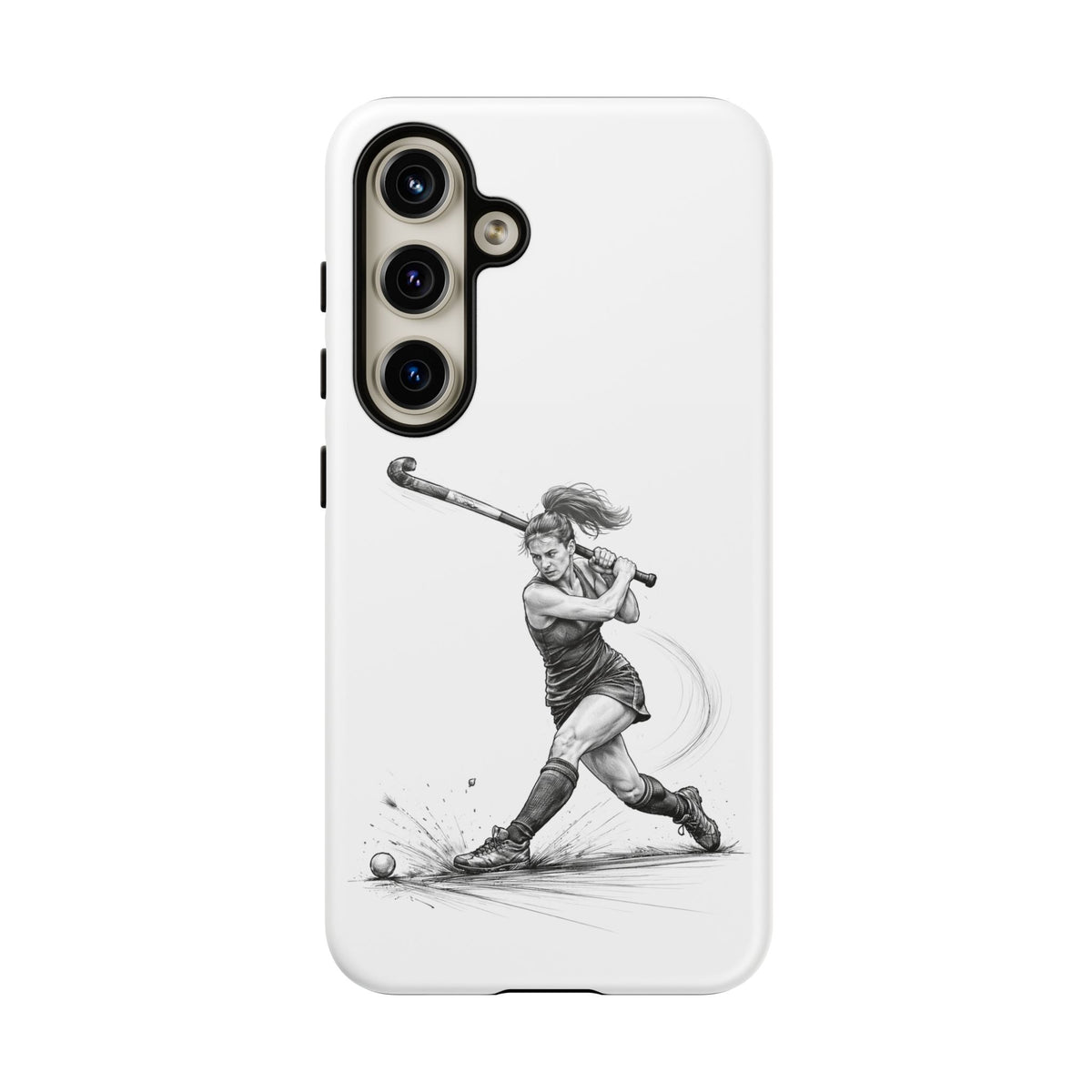 Phone Case, Hockey, Female Player "Tomahawk" shot design, Tough Case