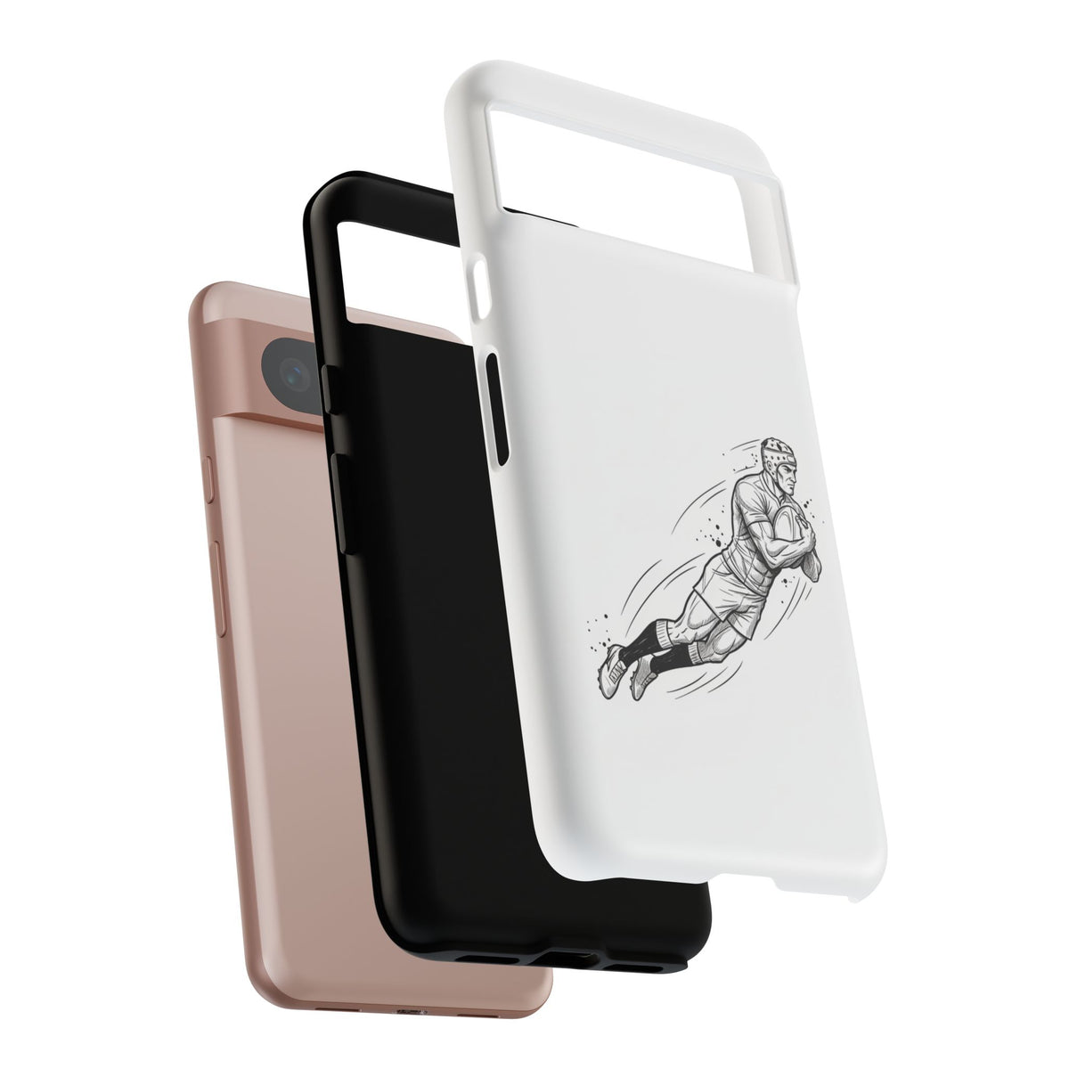 Phone Case, Rugby Try Swan Dive Minimalist Sketch design, Tough Case