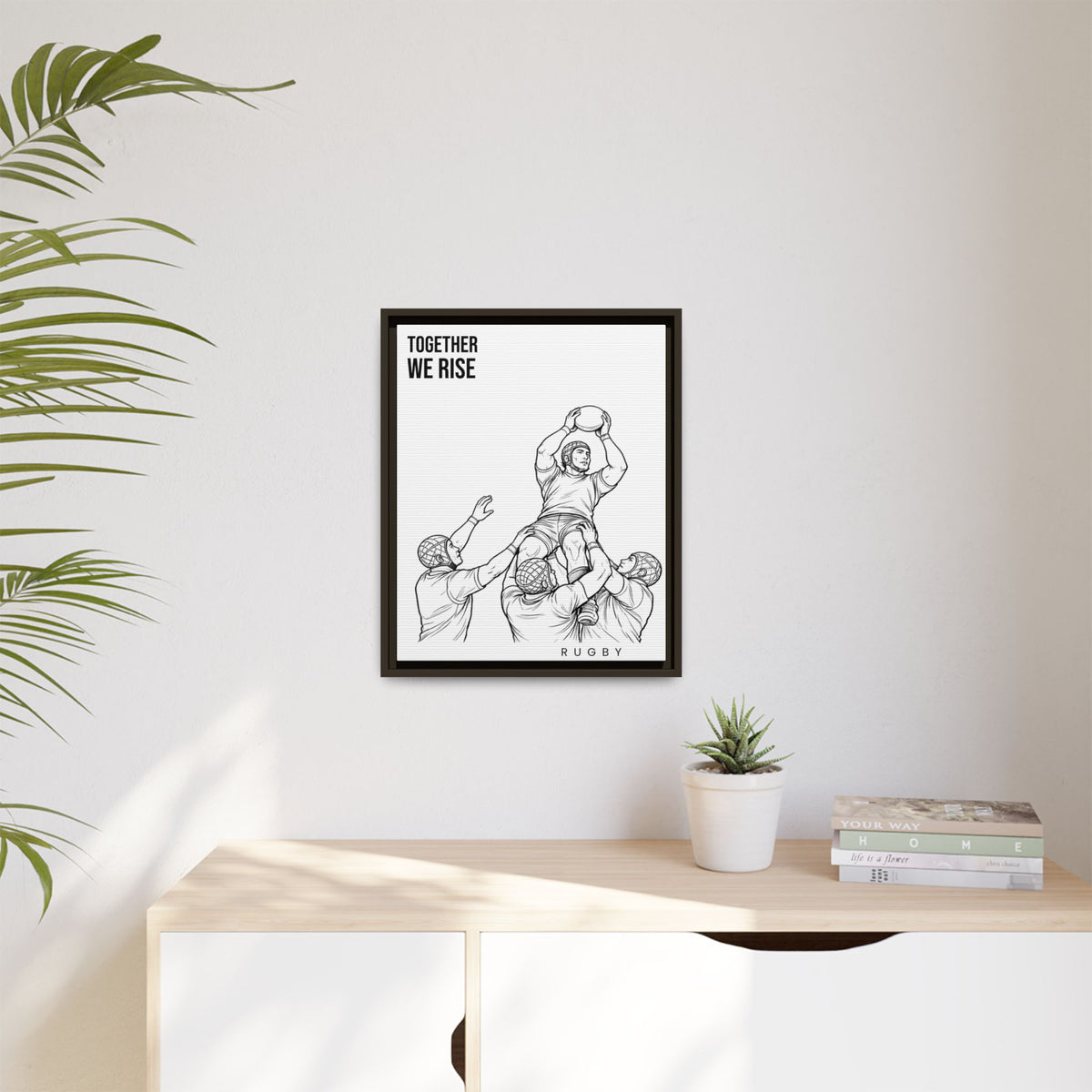 Print, Rugby Line-Out Together We Rise , Matte Canvas Print Framed Art