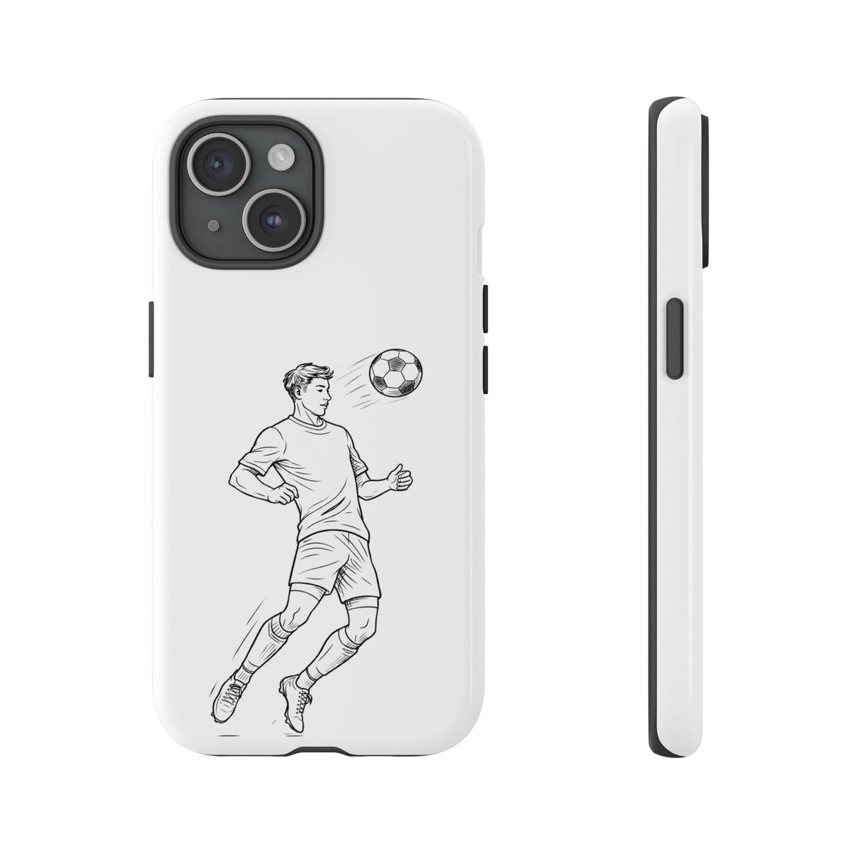 Phone Case, Football Chest-control Minimalist sketch Design, Tough Case