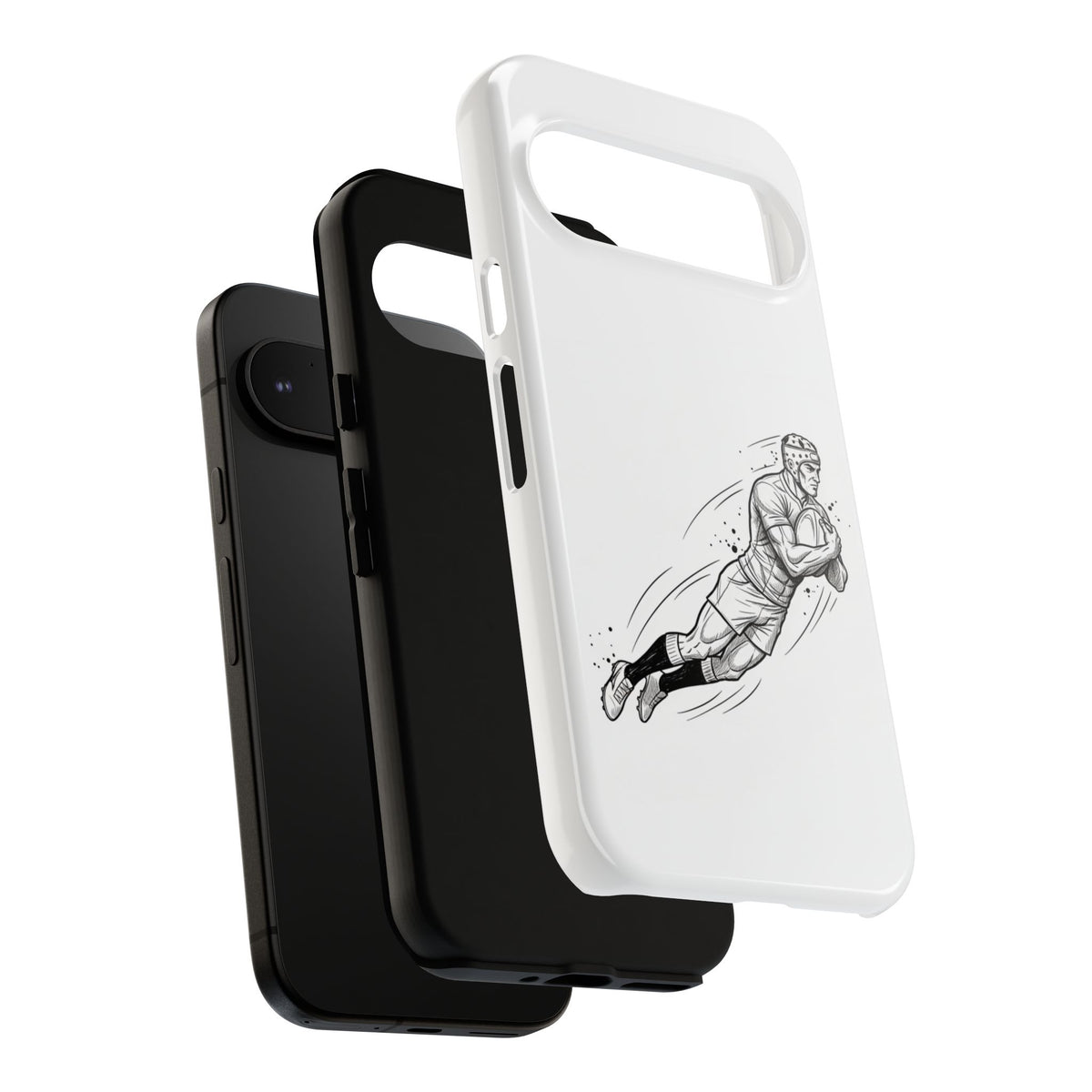 Phone Case, Rugby Try Swan Dive Minimalist Sketch design, Tough Case