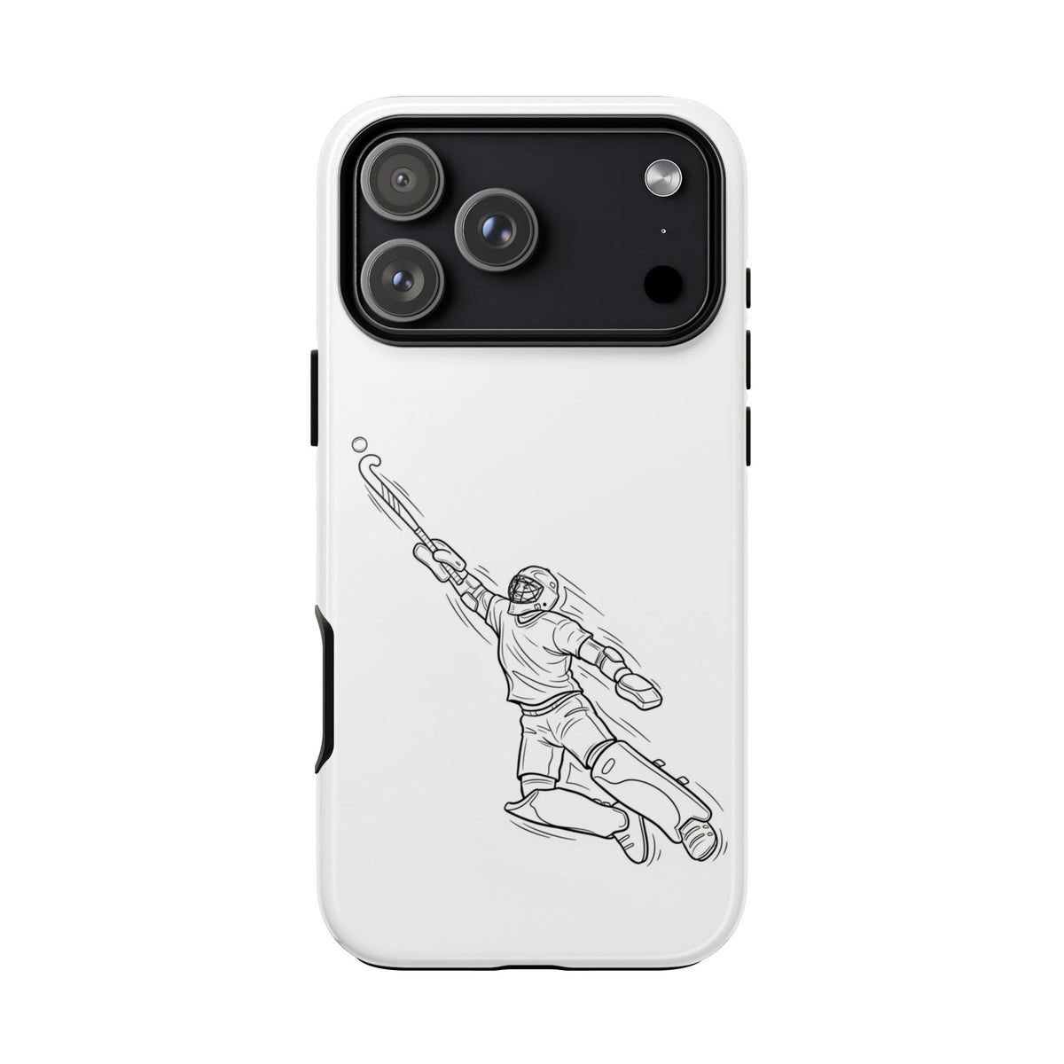 Hockey Goalkeeper Sketch Phone Case — Minimalist Sports Protective Cover