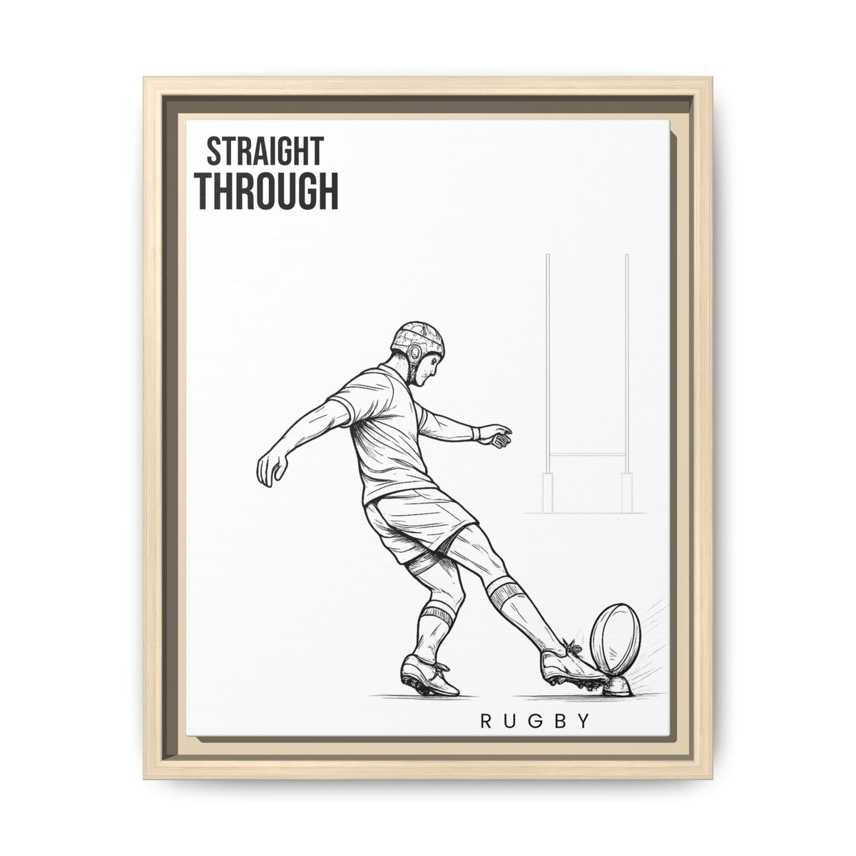 Print, Rugby Conversion Kick - Straight Through, Matte Canvas Print Framed Art