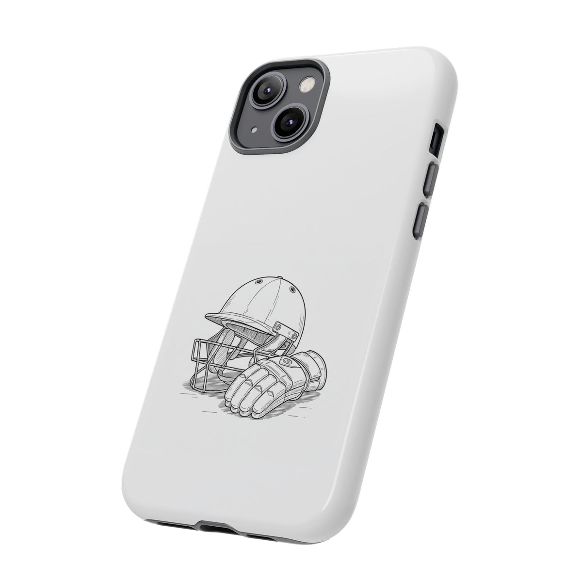 Phone Case, Cricket Gloves & Helmet Sketch, Tough Case