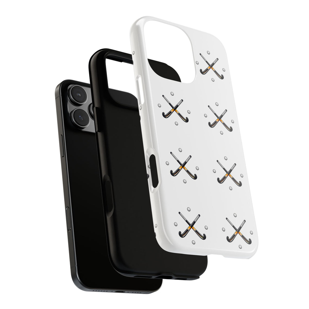 Phone Case, Hockey Repeated Crossed Sticks & Balls Pattern, Tough Case