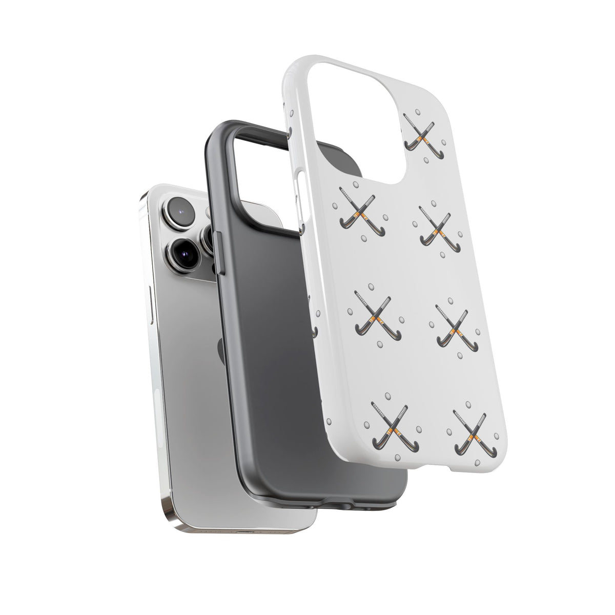 Phone Case, Hockey Repeated Crossed Sticks & Balls Pattern, Tough Case