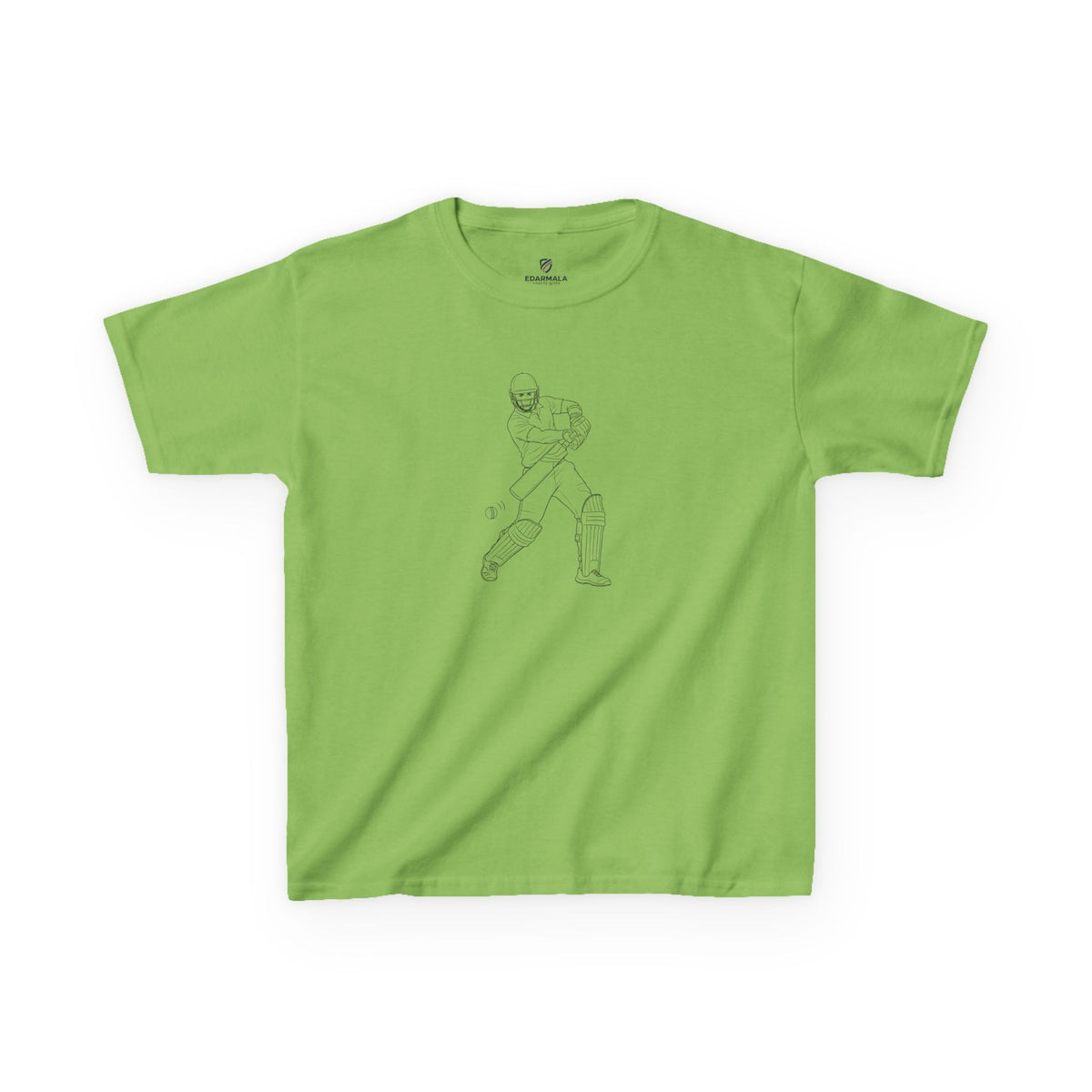 T Shirt Kids, Cricket Batsman minimalist sketch design, Cotton, Various Colours