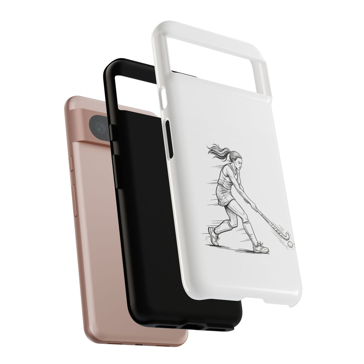 Phone Case, Hockey, Female  Player Minimalist sketch design, Tough Case