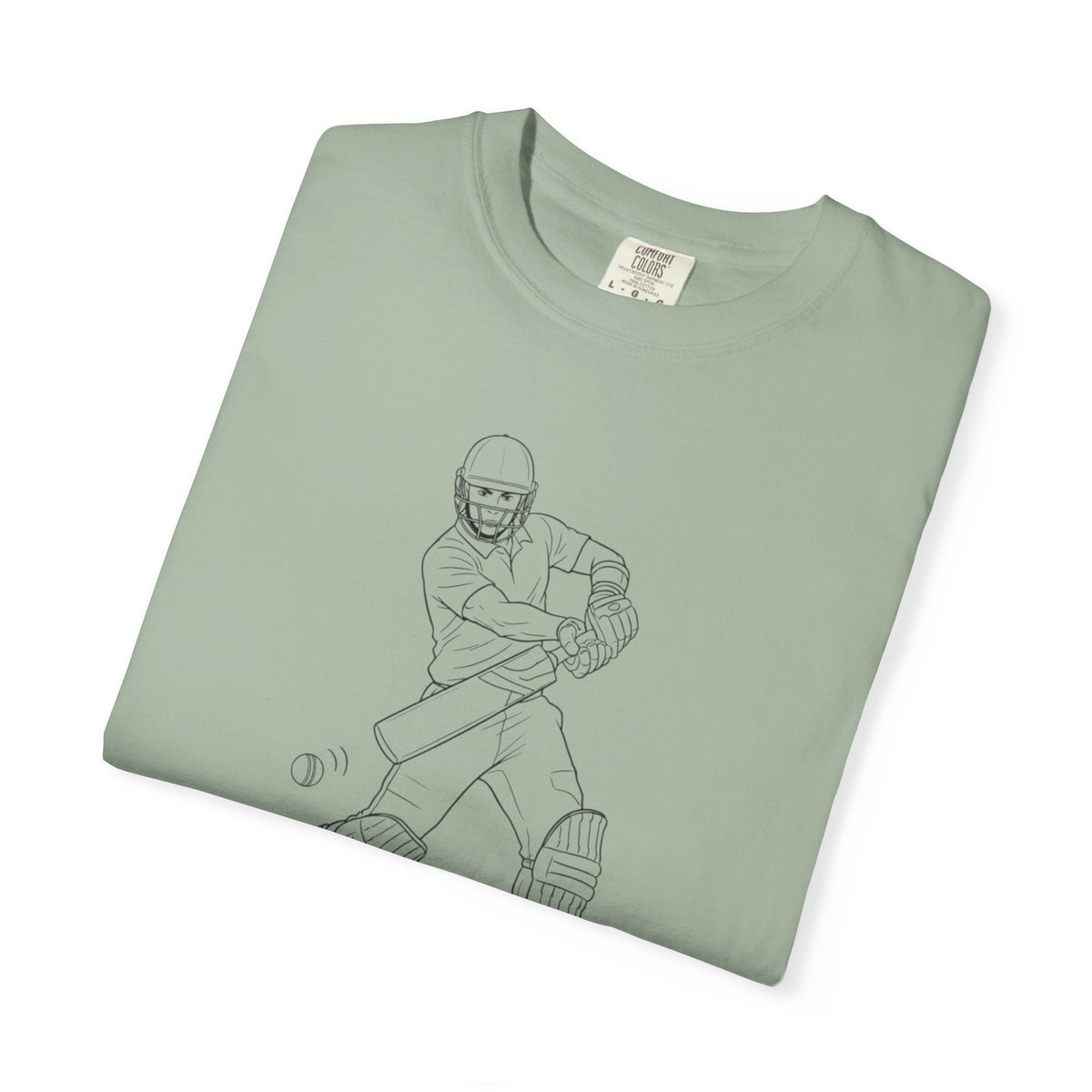 T Shirt, Cricket Batsman Minimalist Sketch Design (Large image), Cotton, Various Colours