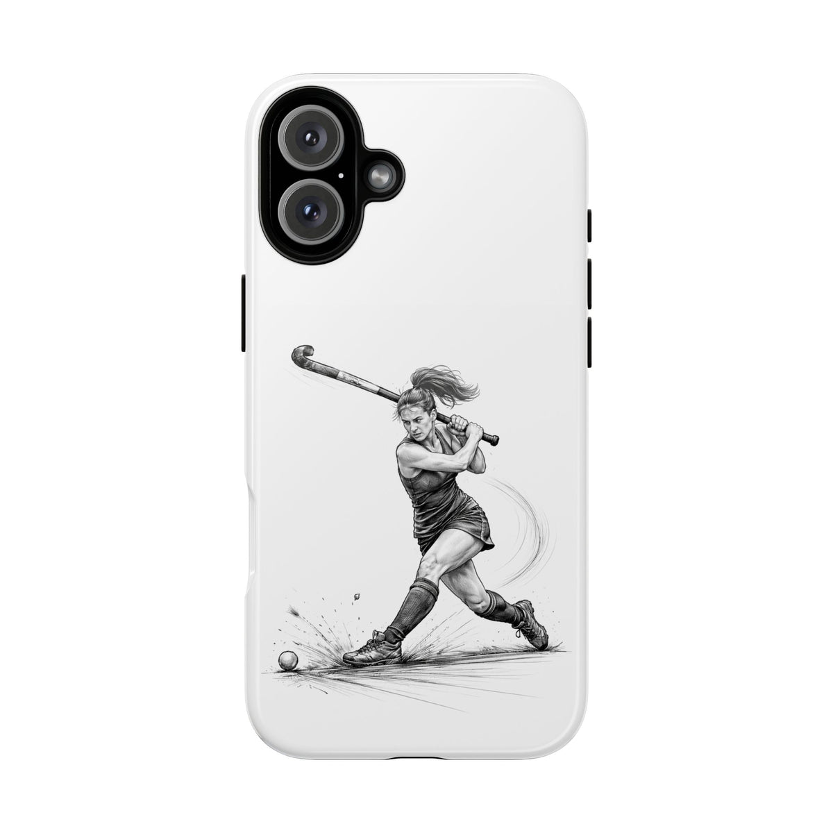 Phone Case, Hockey, Female Player "Tomahawk" shot design, Tough Case