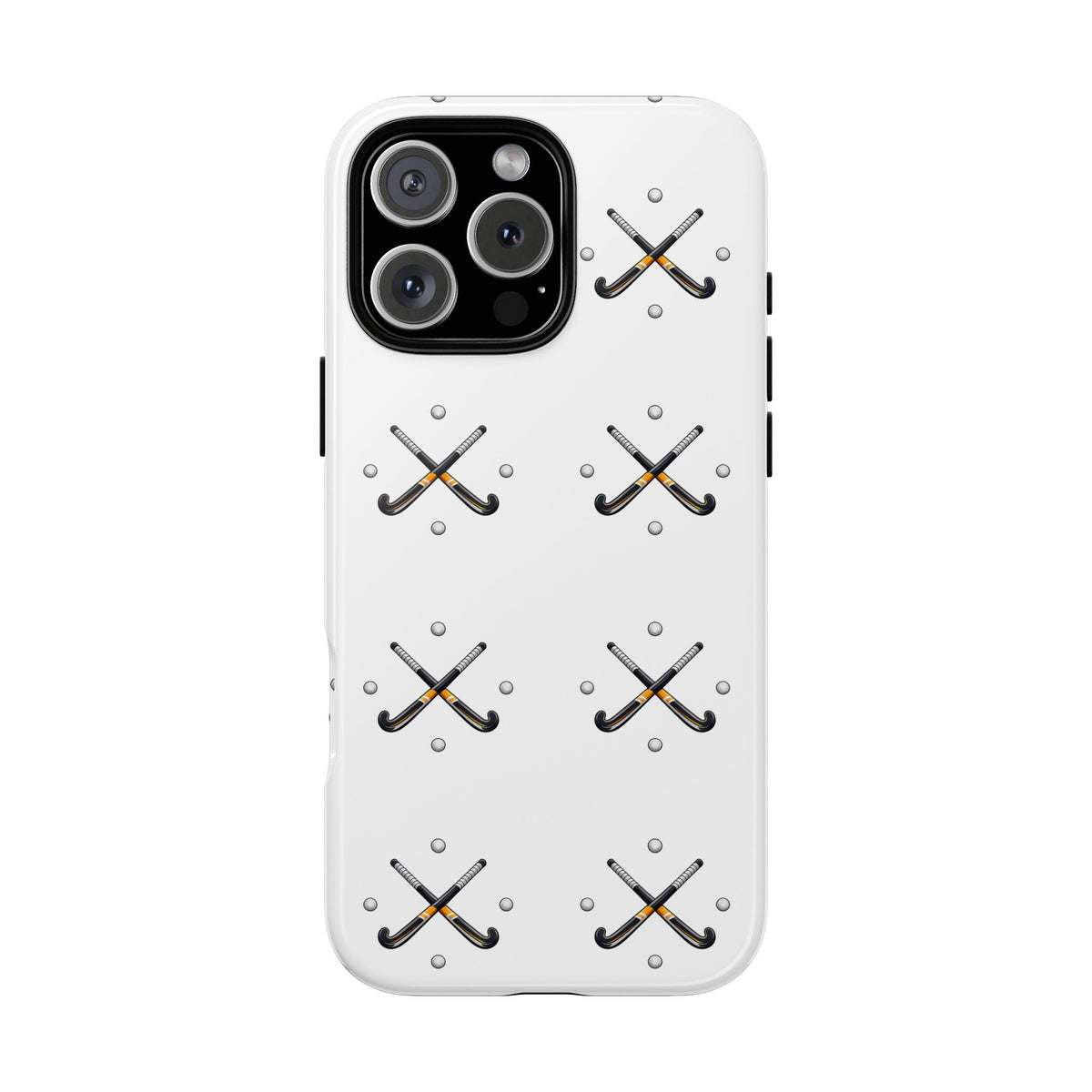 Phone Case, Hockey Repeated Crossed Sticks & Balls Pattern, Tough Case