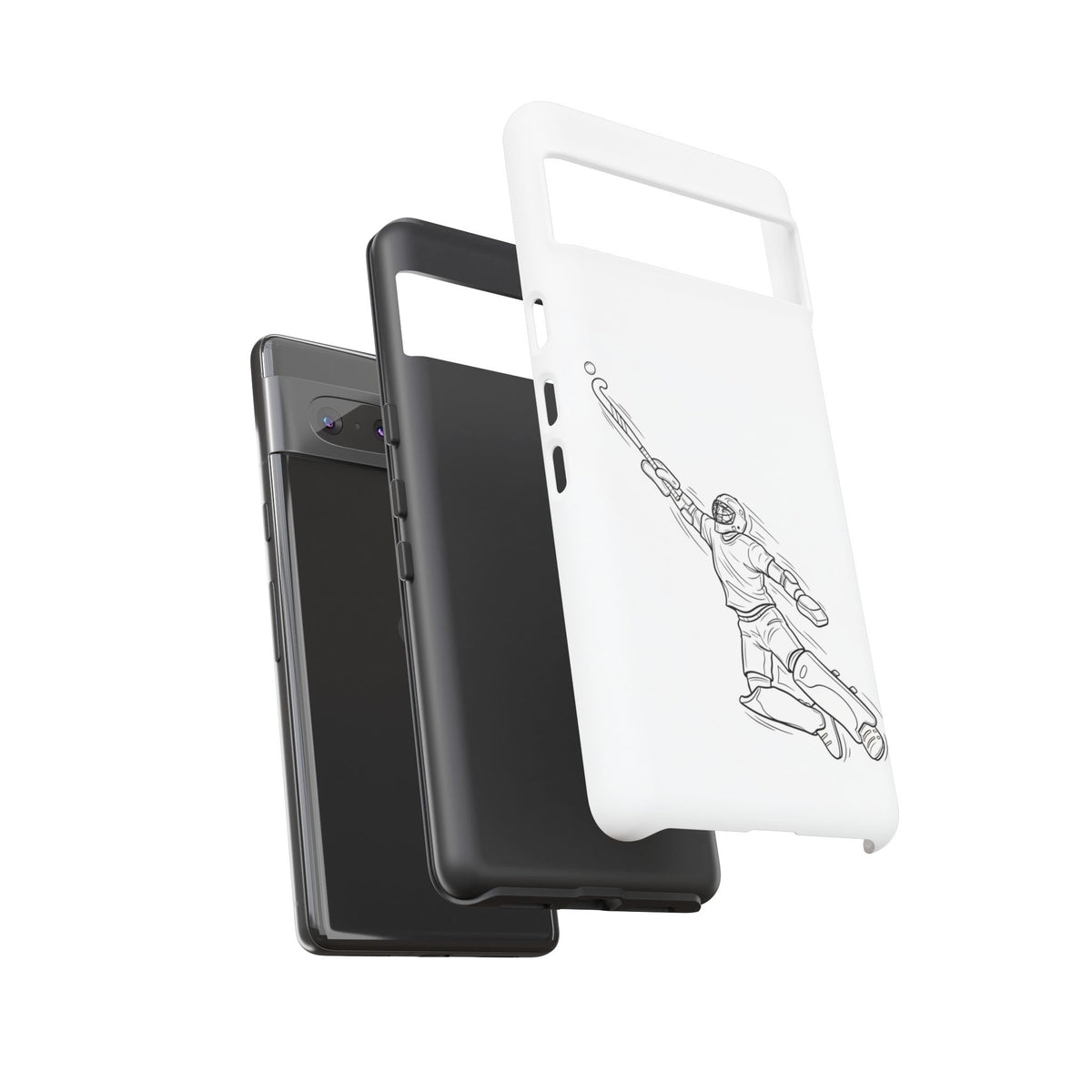 Hockey Goalkeeper Sketch Phone Case — Minimalist Sports Protective Cover