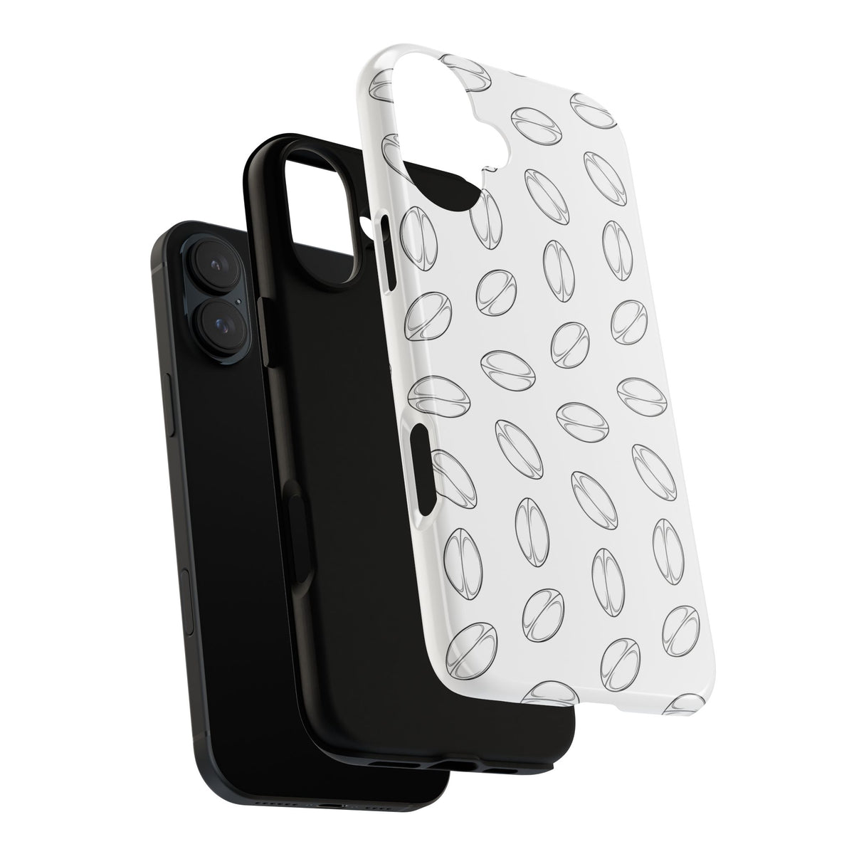 Phone Case, Rugby Ball Minimalist Sketch Pattern, Tough Case