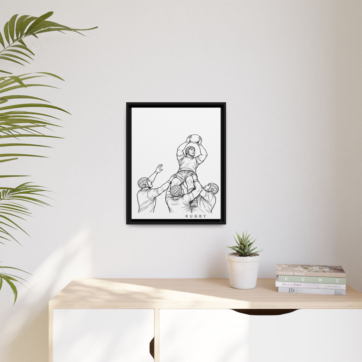 Print, Rugby Line-Out, Matte Canvas Print Framed Art