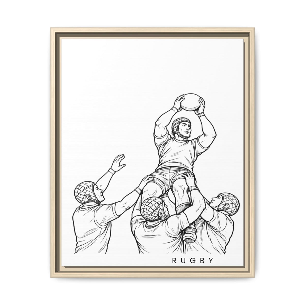 Print, Rugby Line-Out, Matte Canvas Print Framed Art