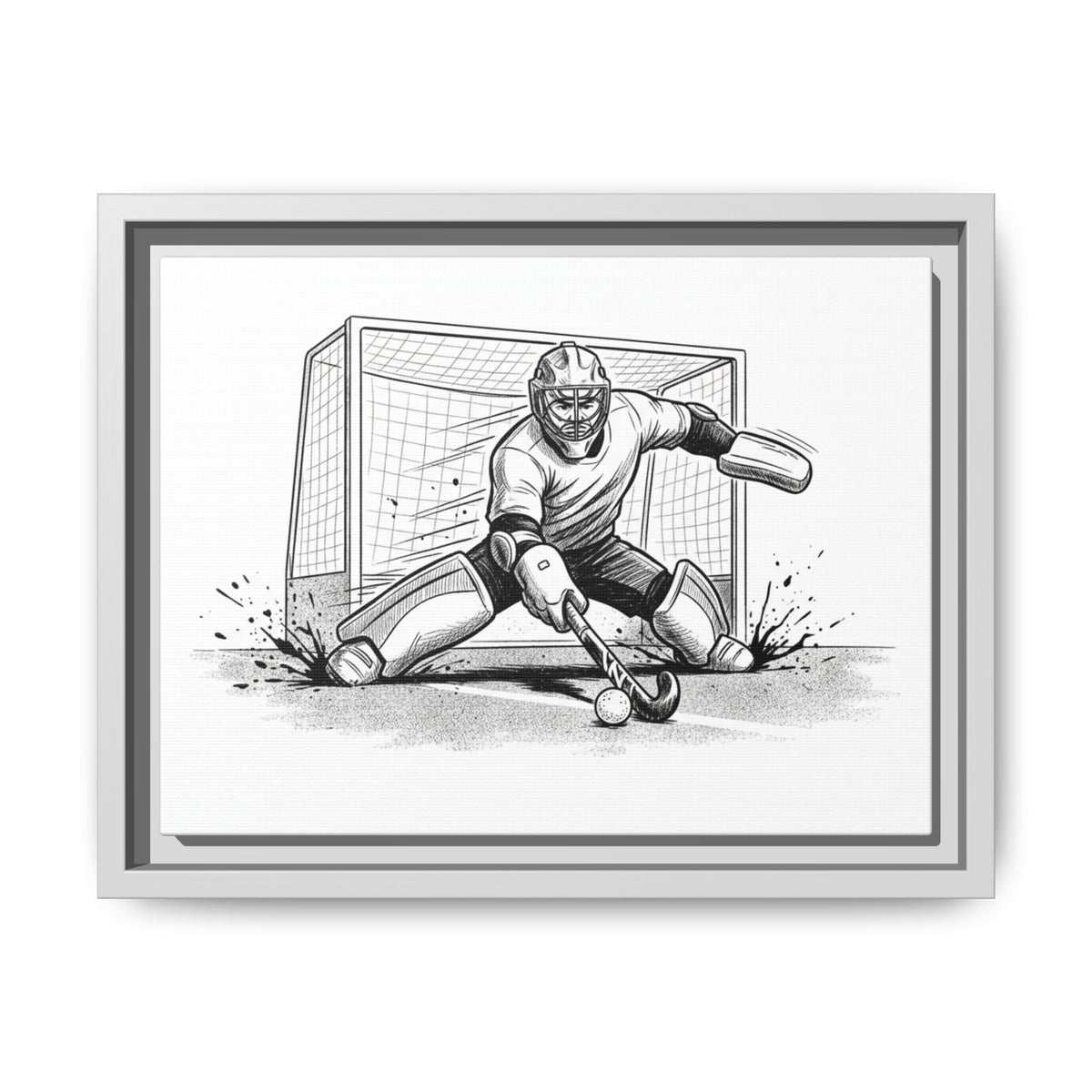 Print, Field Hockey Goalie Save, Matte Canvas Print Framed Art