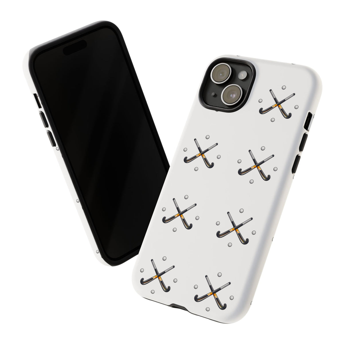 Phone Case, Hockey Repeated Crossed Sticks & Balls Pattern, Tough Case